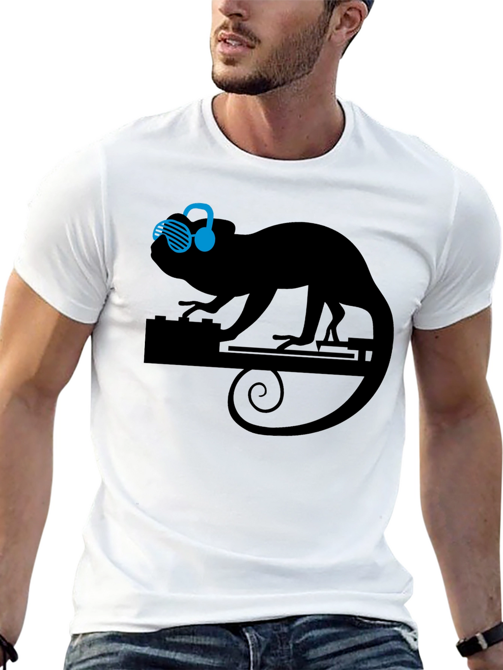 DJ Chameleon Graphic Tee - Cool Animal Lover T-Shirt