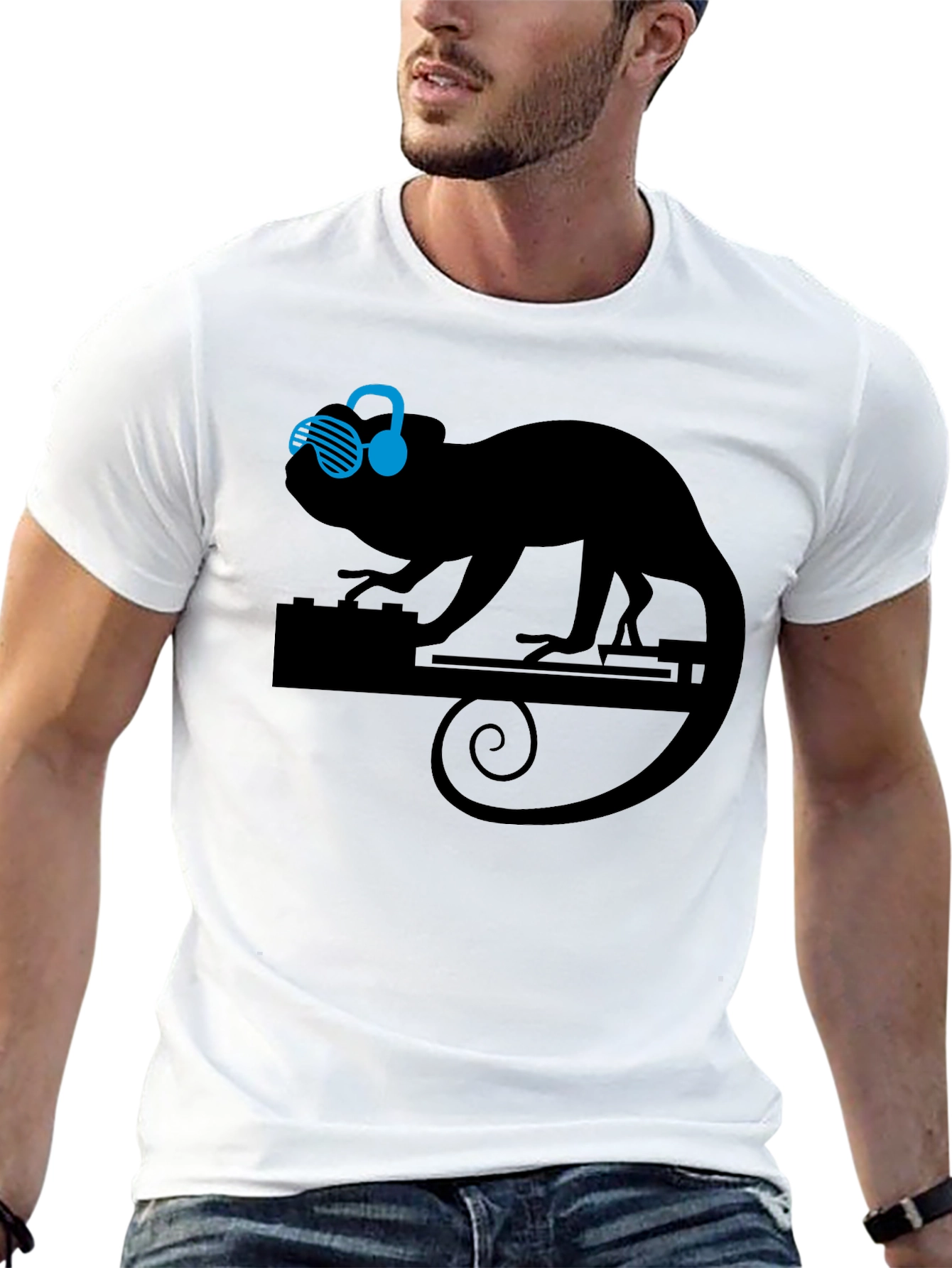 DJ Chameleon Graphic Tee - Cool Animal Lover T-Shirt