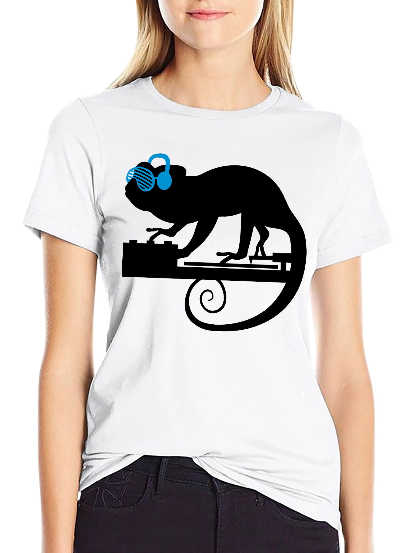 DJ Chameleon Graphic Tee - Cool Animal Lover T-Shirt