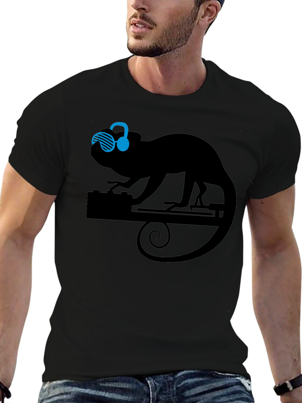 DJ Chameleon Graphic Tee - Cool Animal Lover T-Shirt