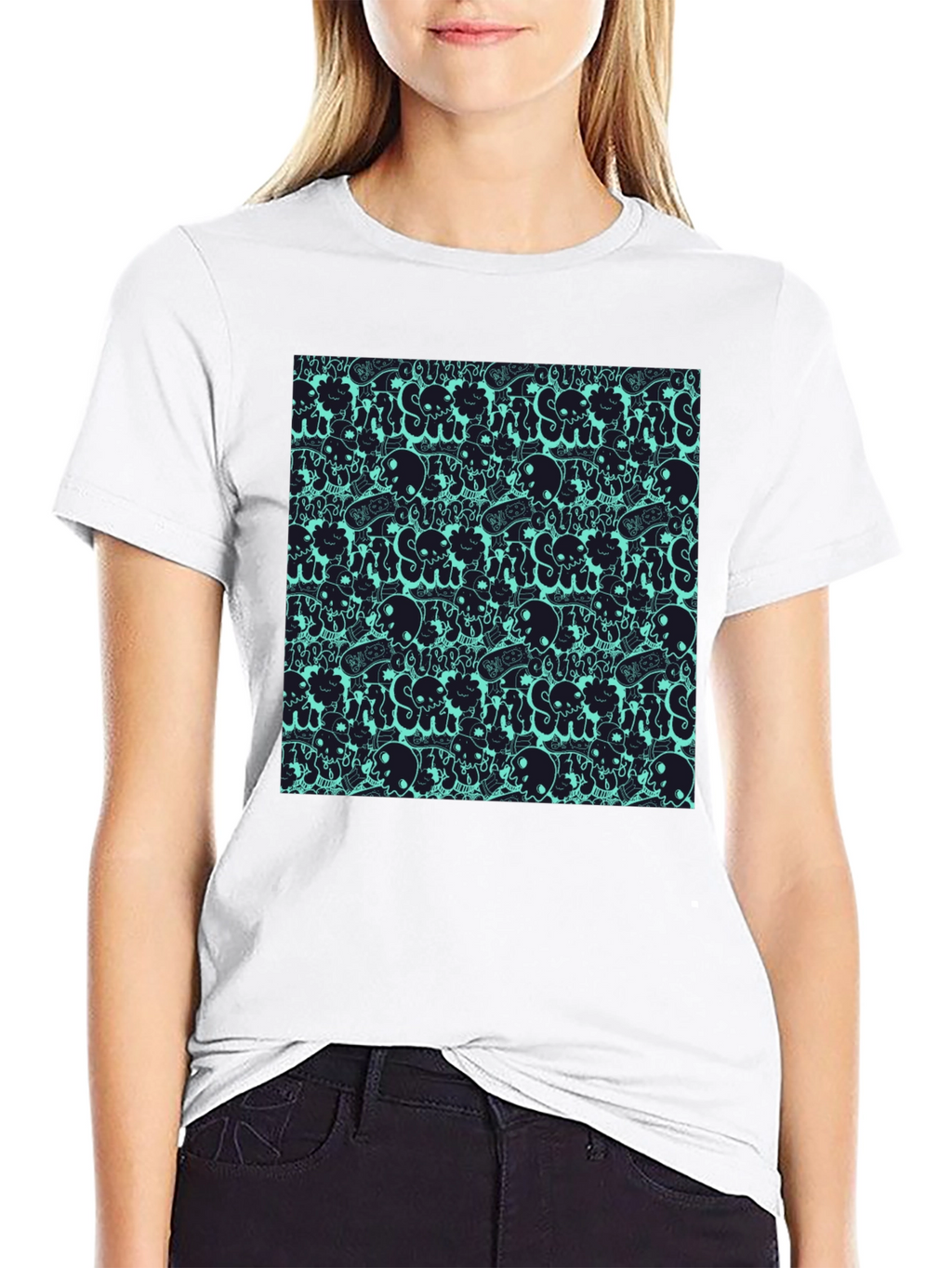 Skull Pattern Black T-Shirt