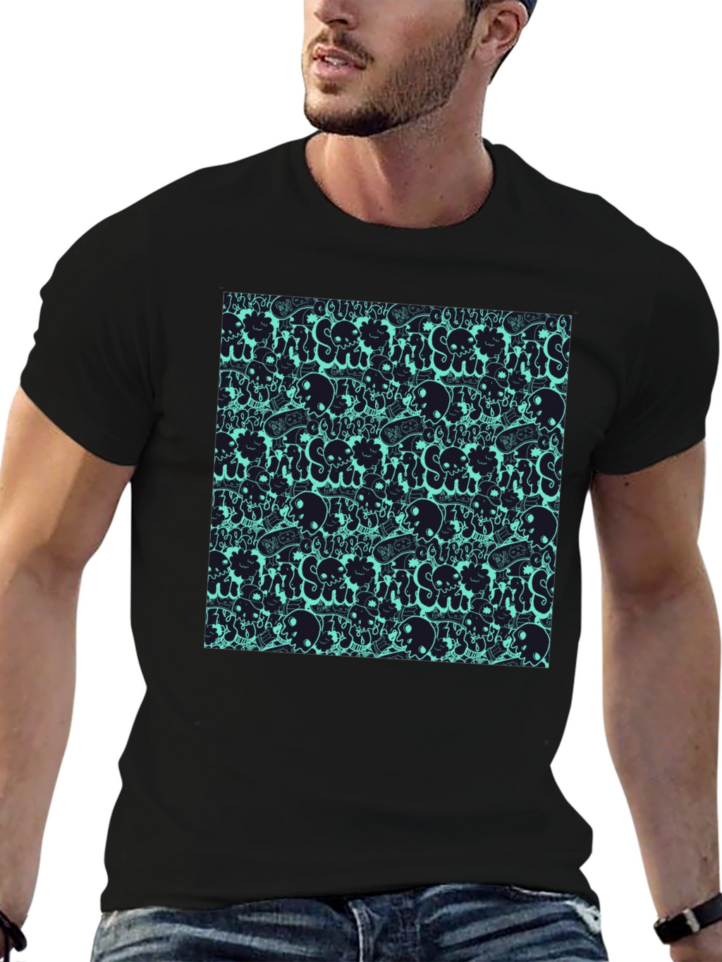 Skull Pattern Black T-Shirt
