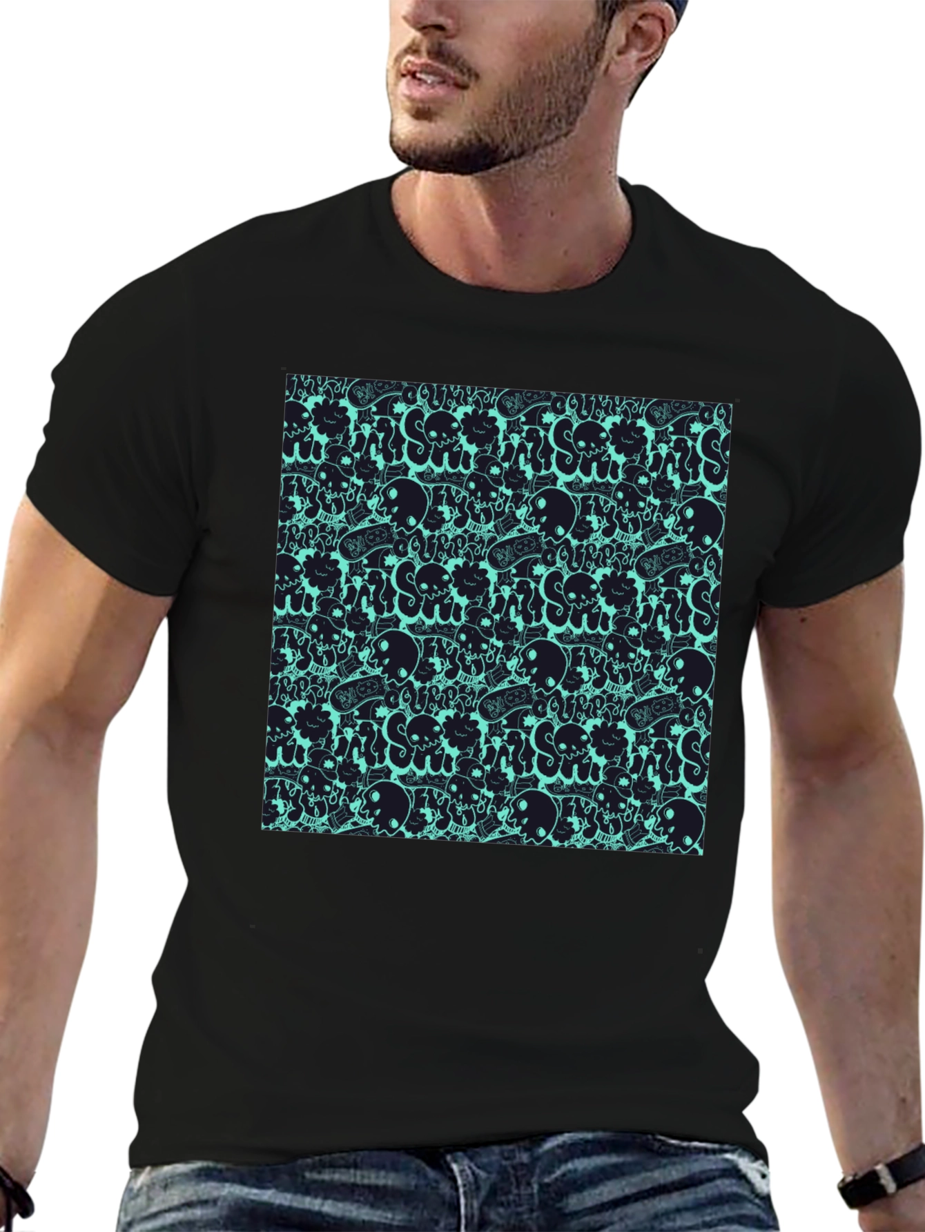 Skull Pattern Black T-Shirt