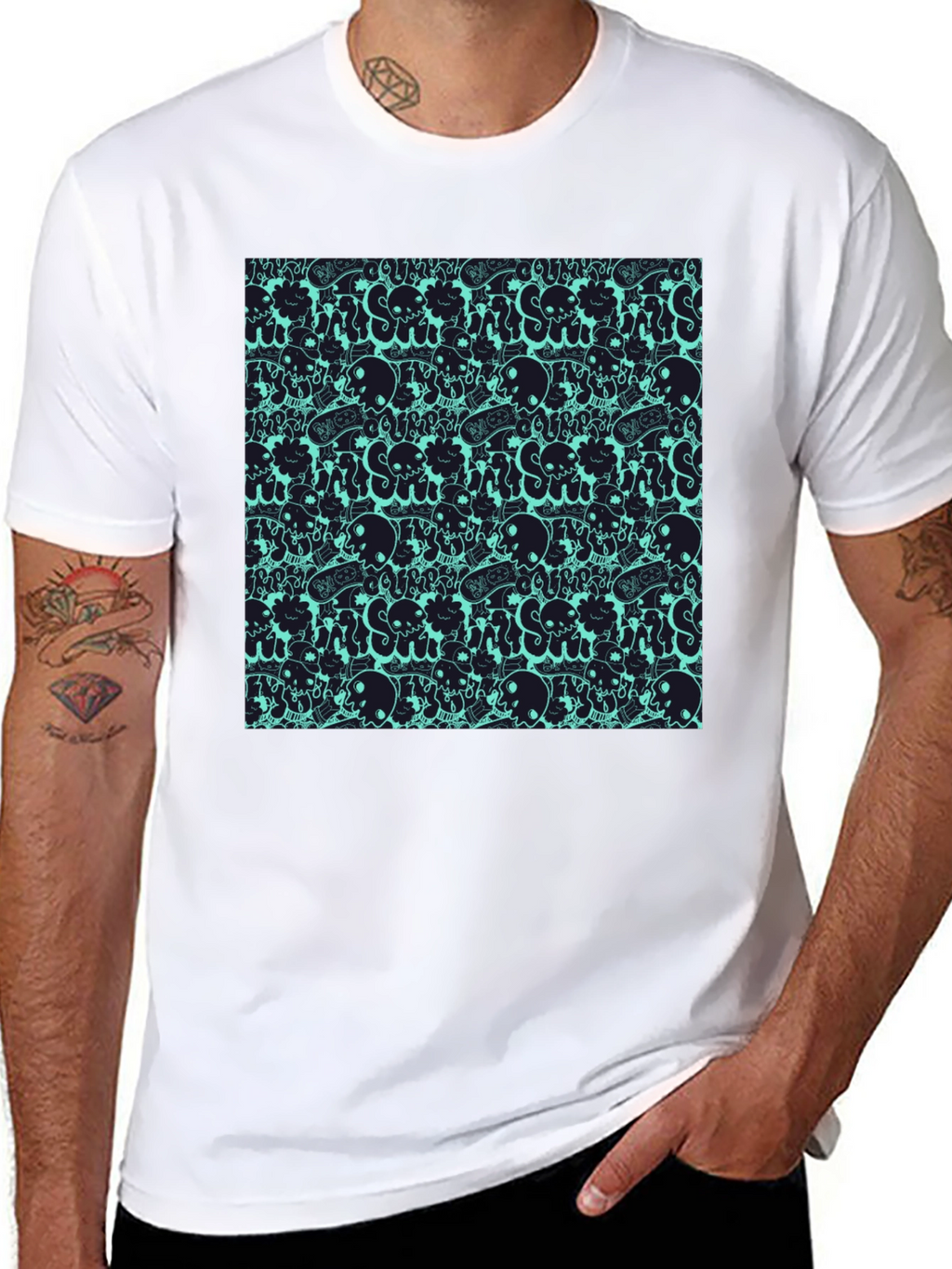 Skull Pattern Black T-Shirt