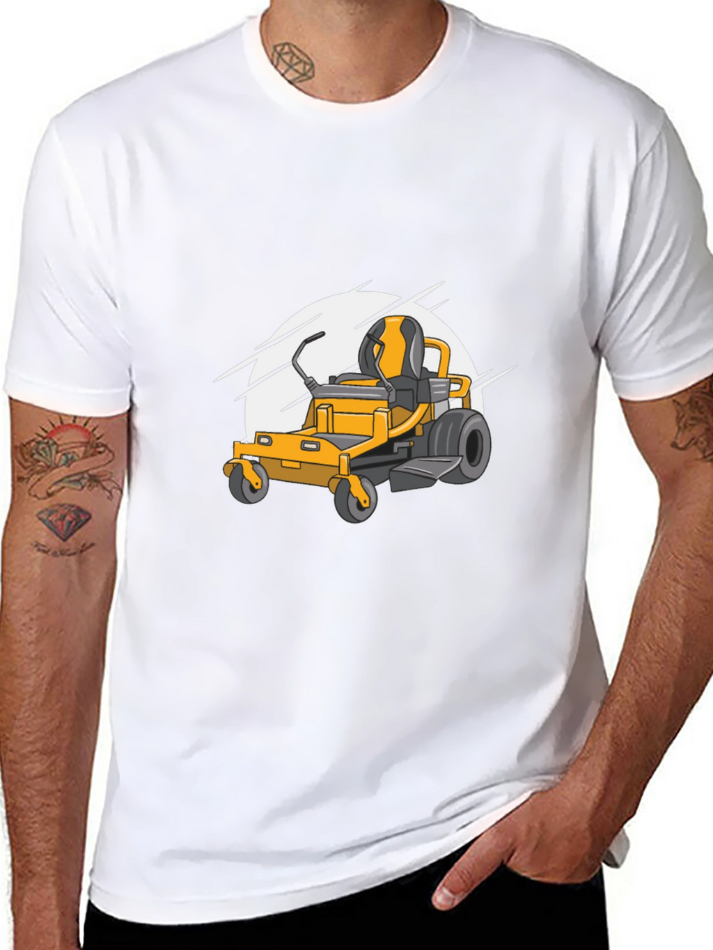 Lawn Mower Graphic Tee - Black Cotton Blend