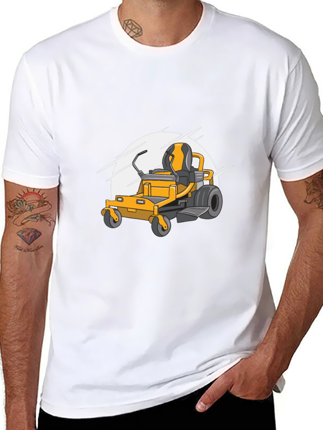 Lawn Mower Graphic Tee - Black Cotton Blend