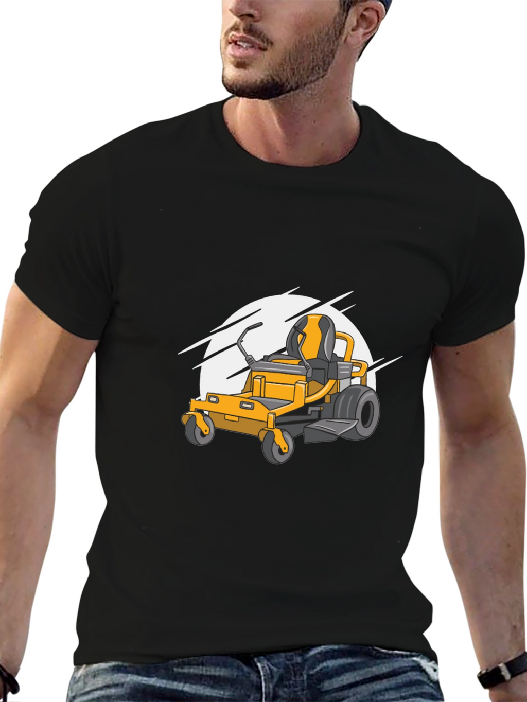 Lawn Mower Graphic Tee - Black Cotton Blend