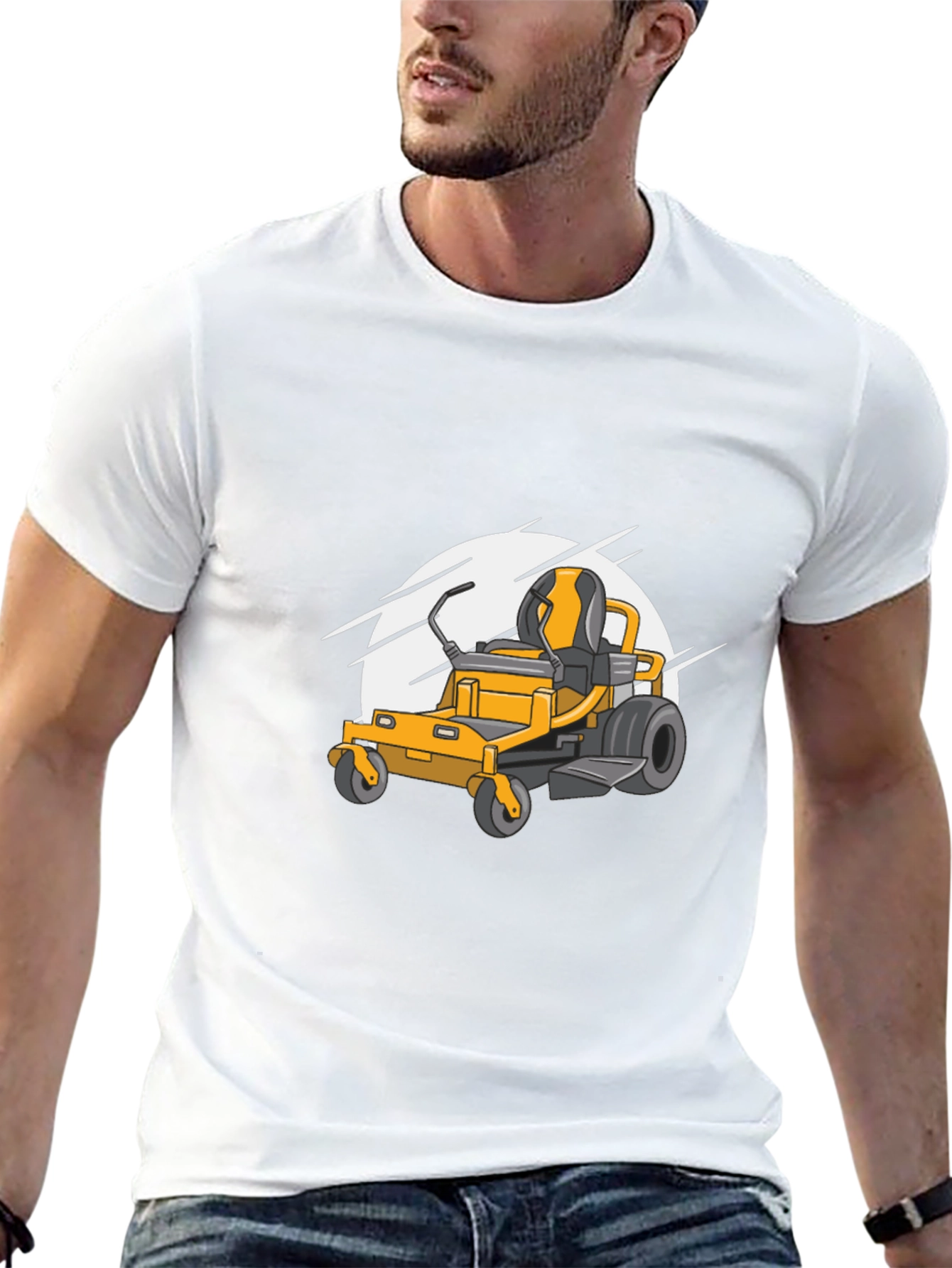 Lawn Mower Graphic Tee - Black Cotton Blend