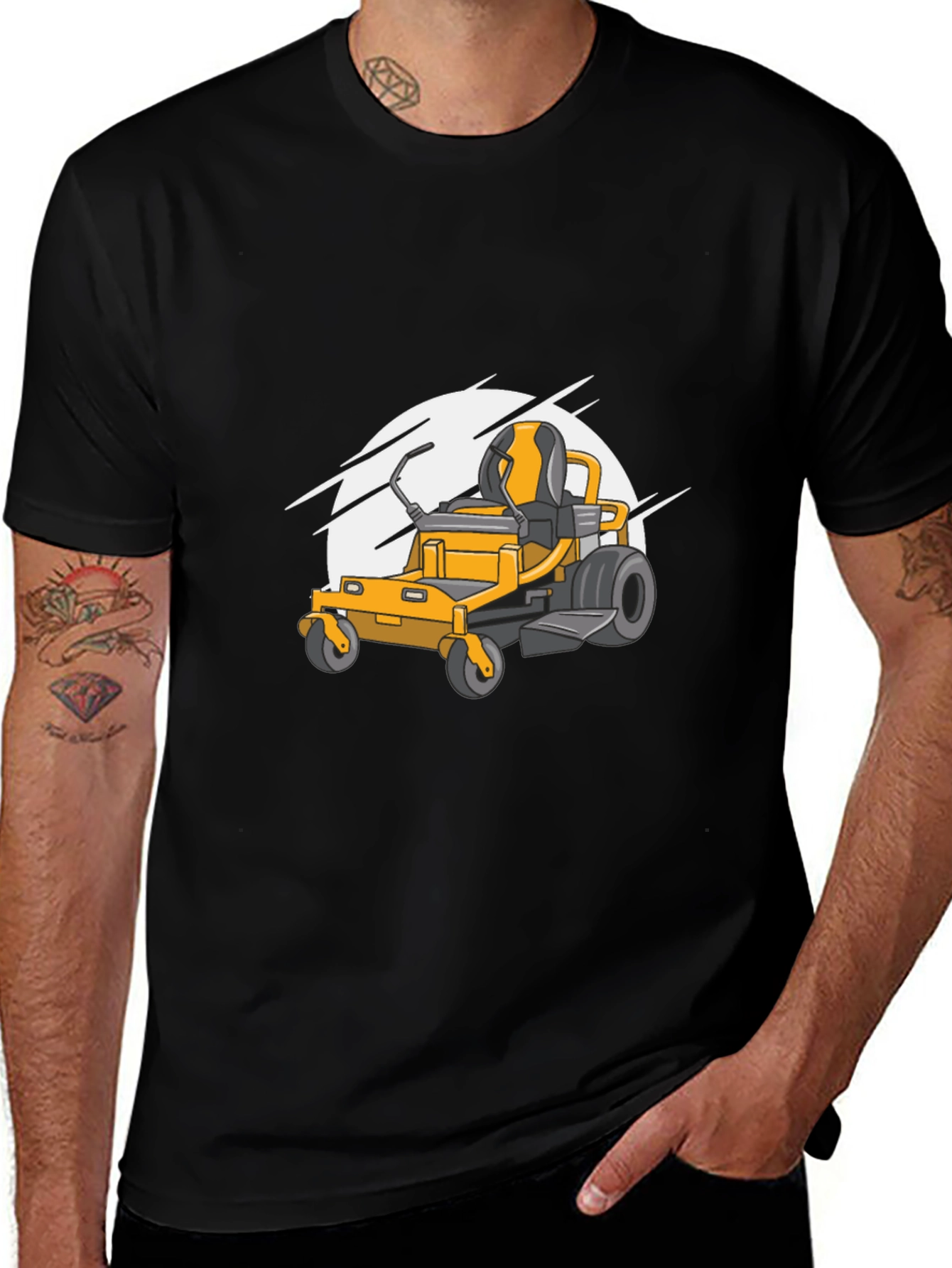 Lawn Mower Graphic Tee - Black Cotton Blend