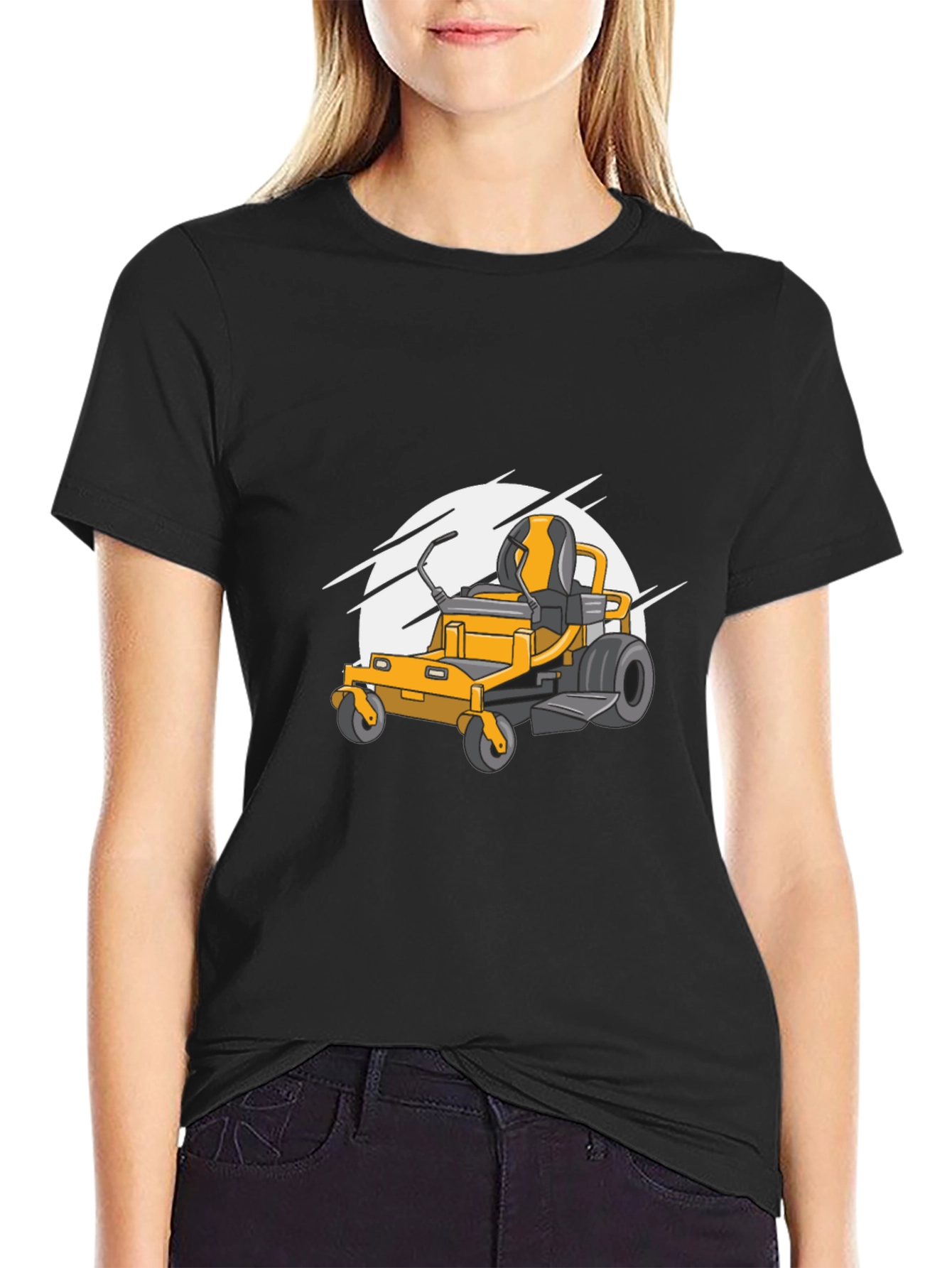 Lawn Mower Graphic Tee - Black Cotton Blend