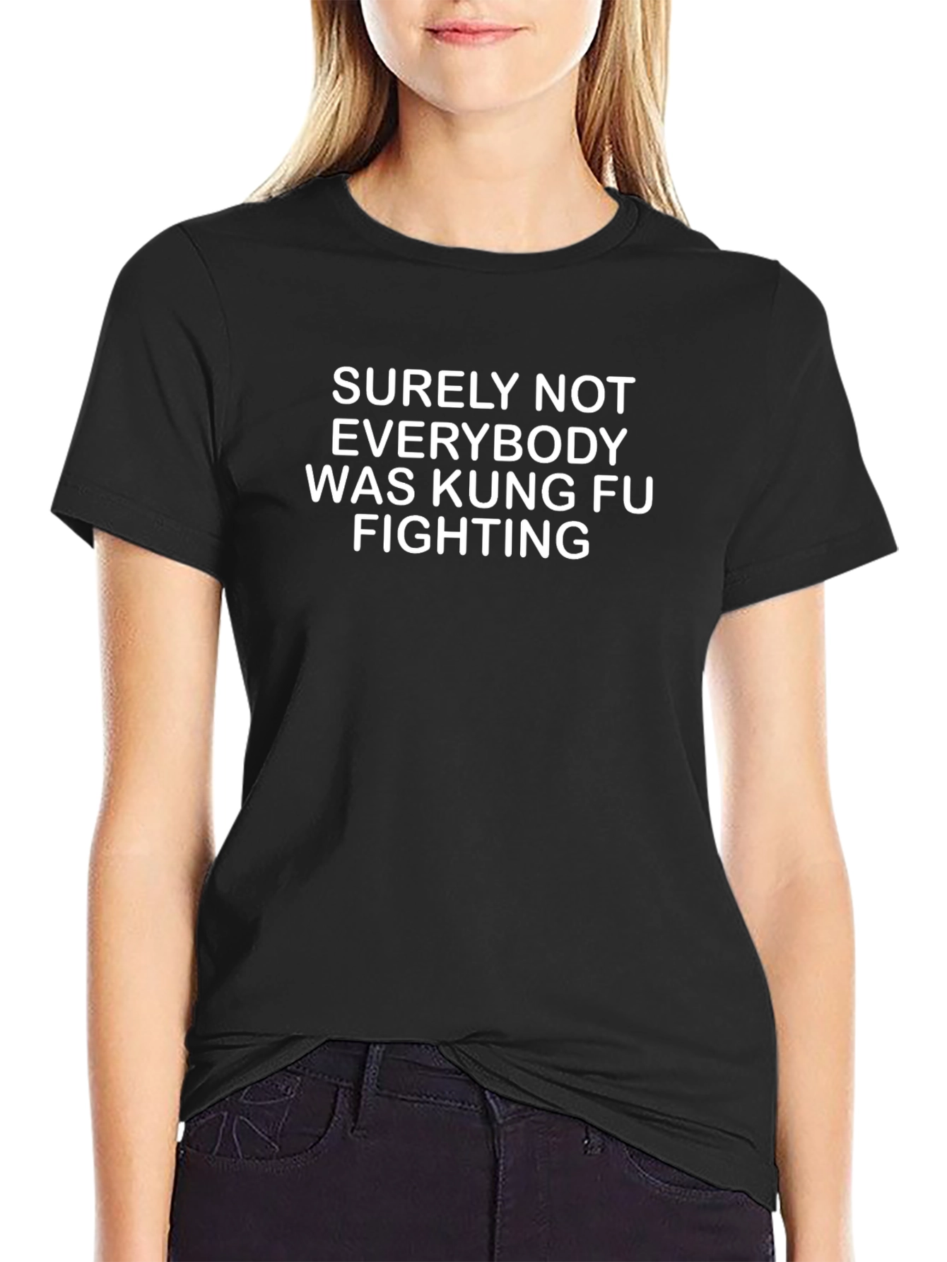 Kung Fu Fighting Graphic Tee - Black Cotton T-Shirt