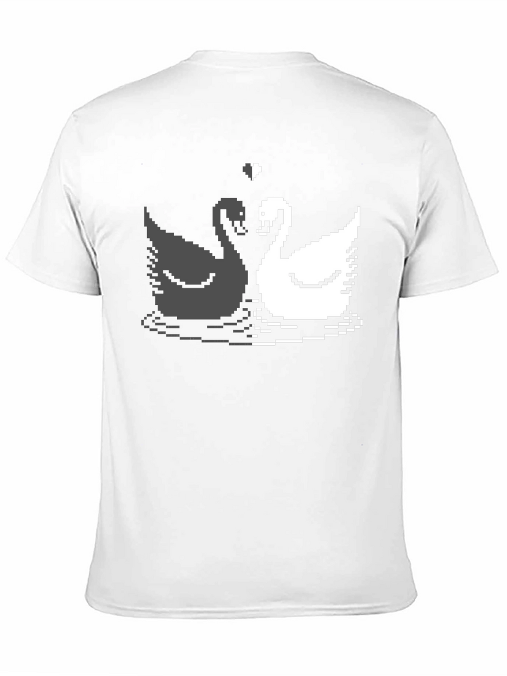 Pixel Swan Love T-Shirt - Black
