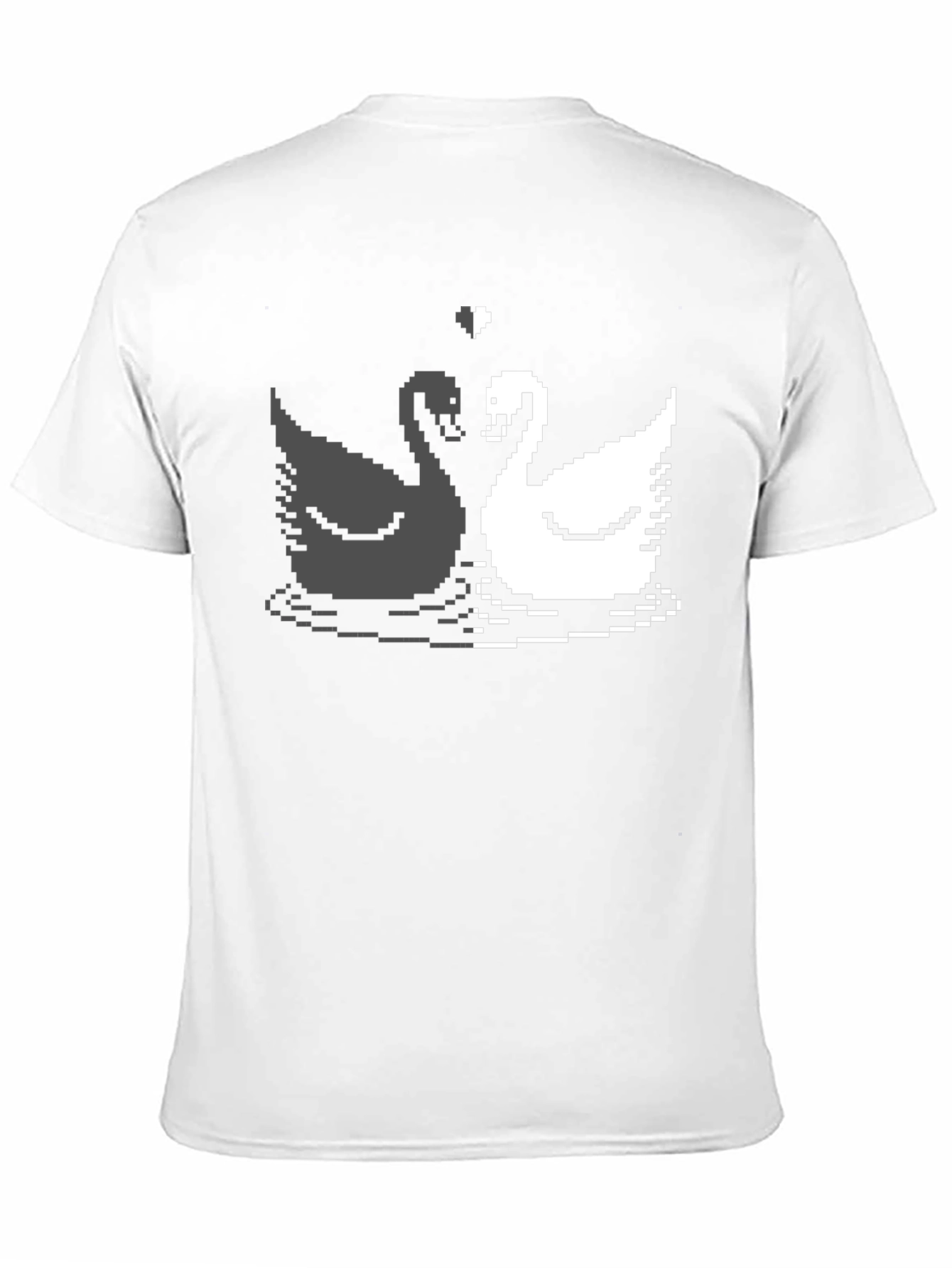 Pixel Swan Love T-Shirt - Black