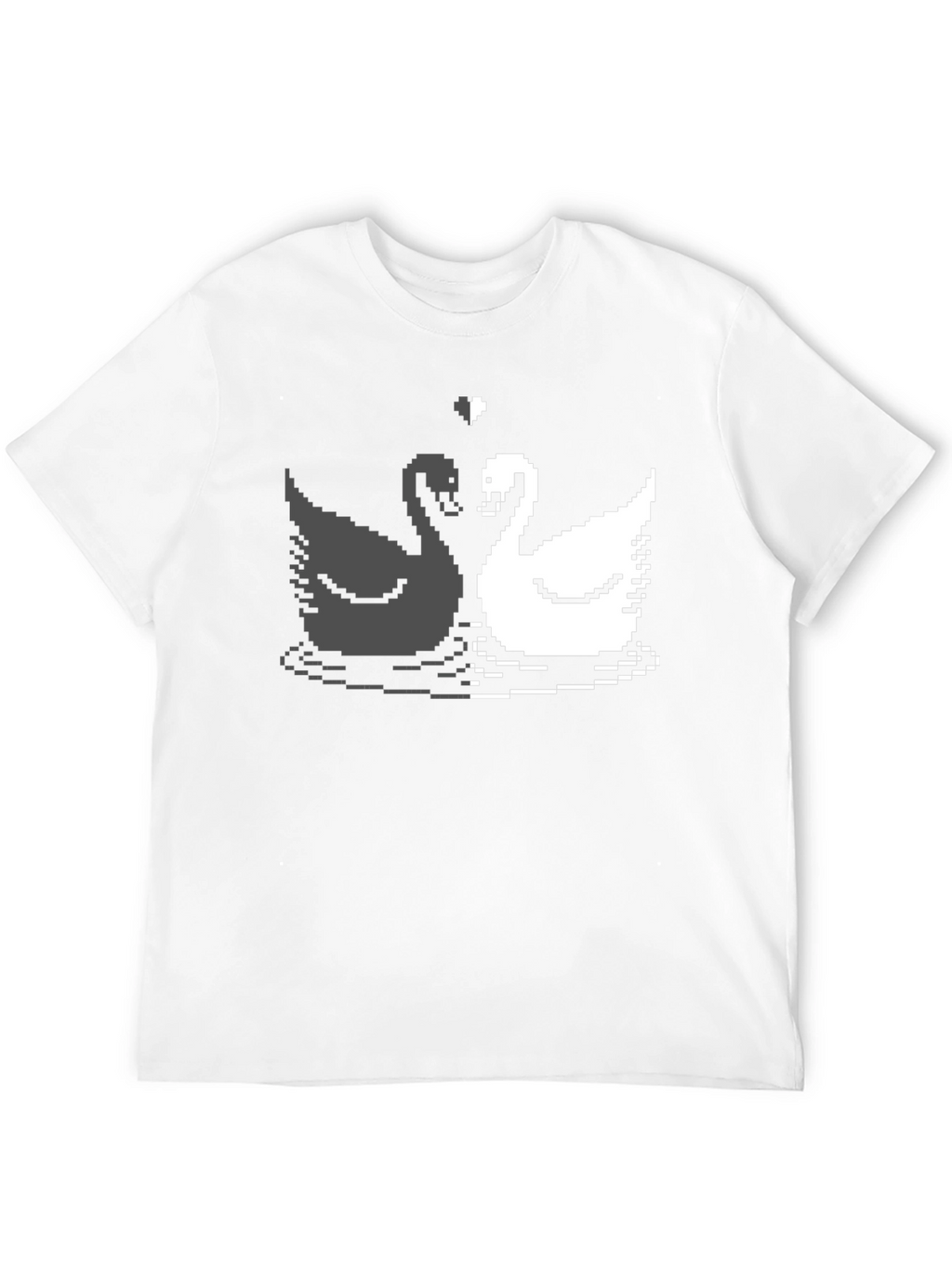 Pixel Swan Love T-Shirt - Black