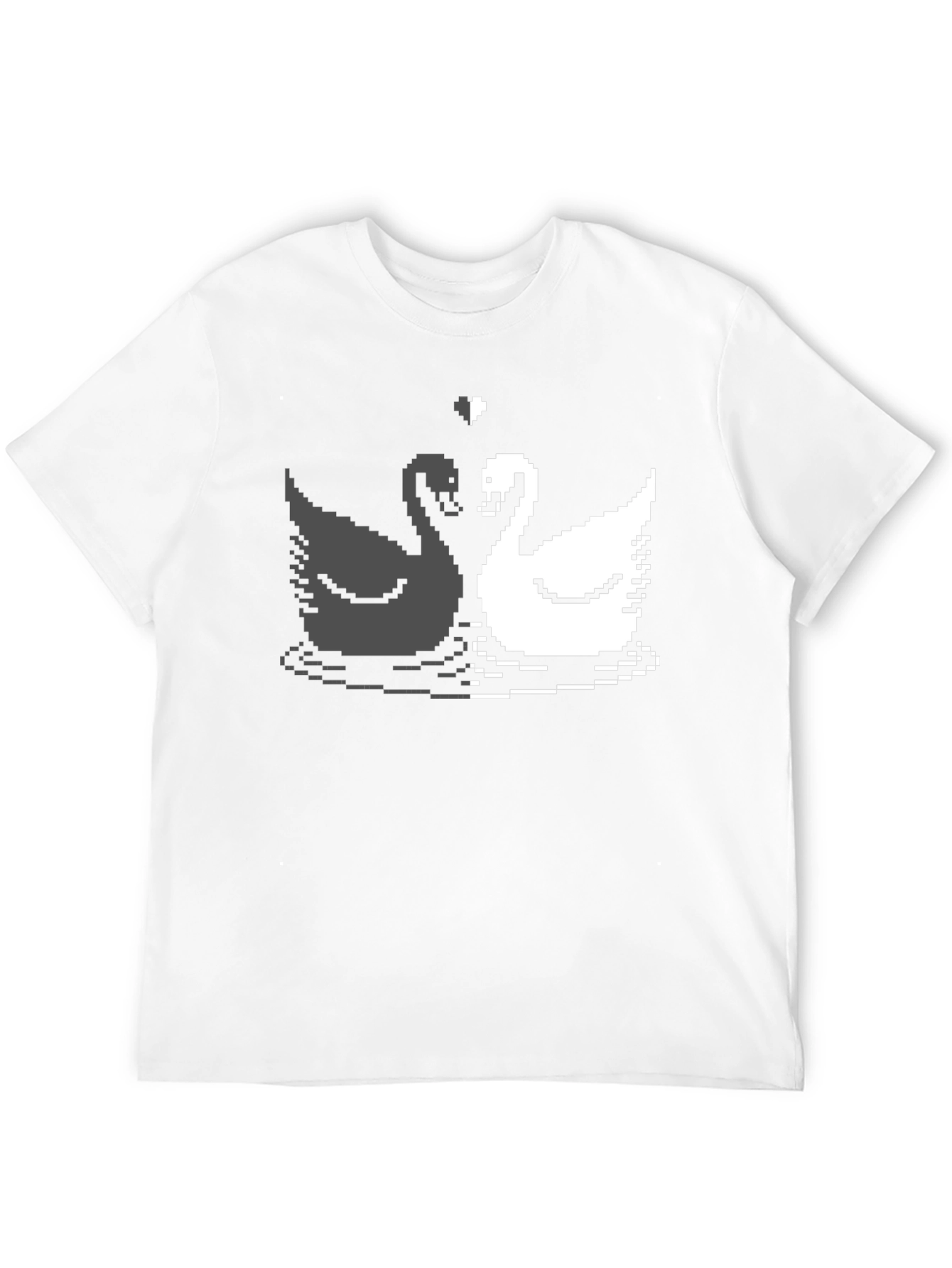 Pixel Swan Love T-Shirt - Black