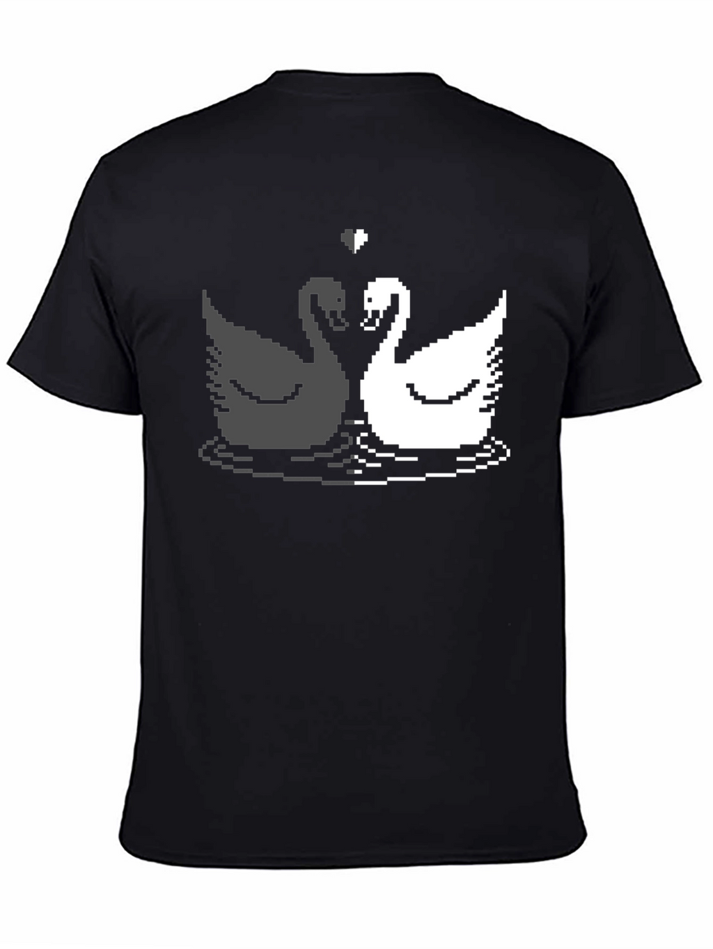 Pixel Swan Love T-Shirt - Black