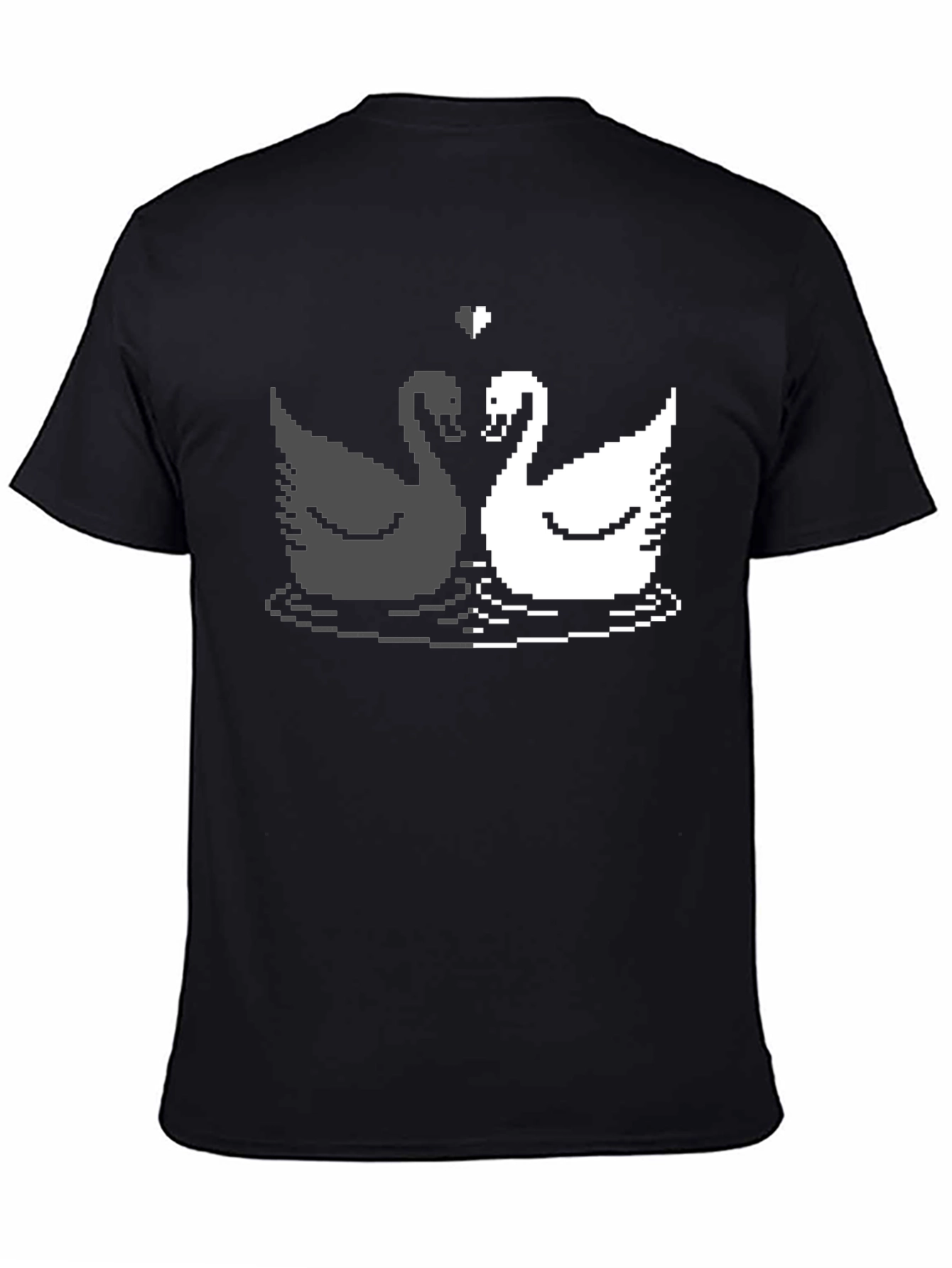 Pixel Swan Love T-Shirt - Black