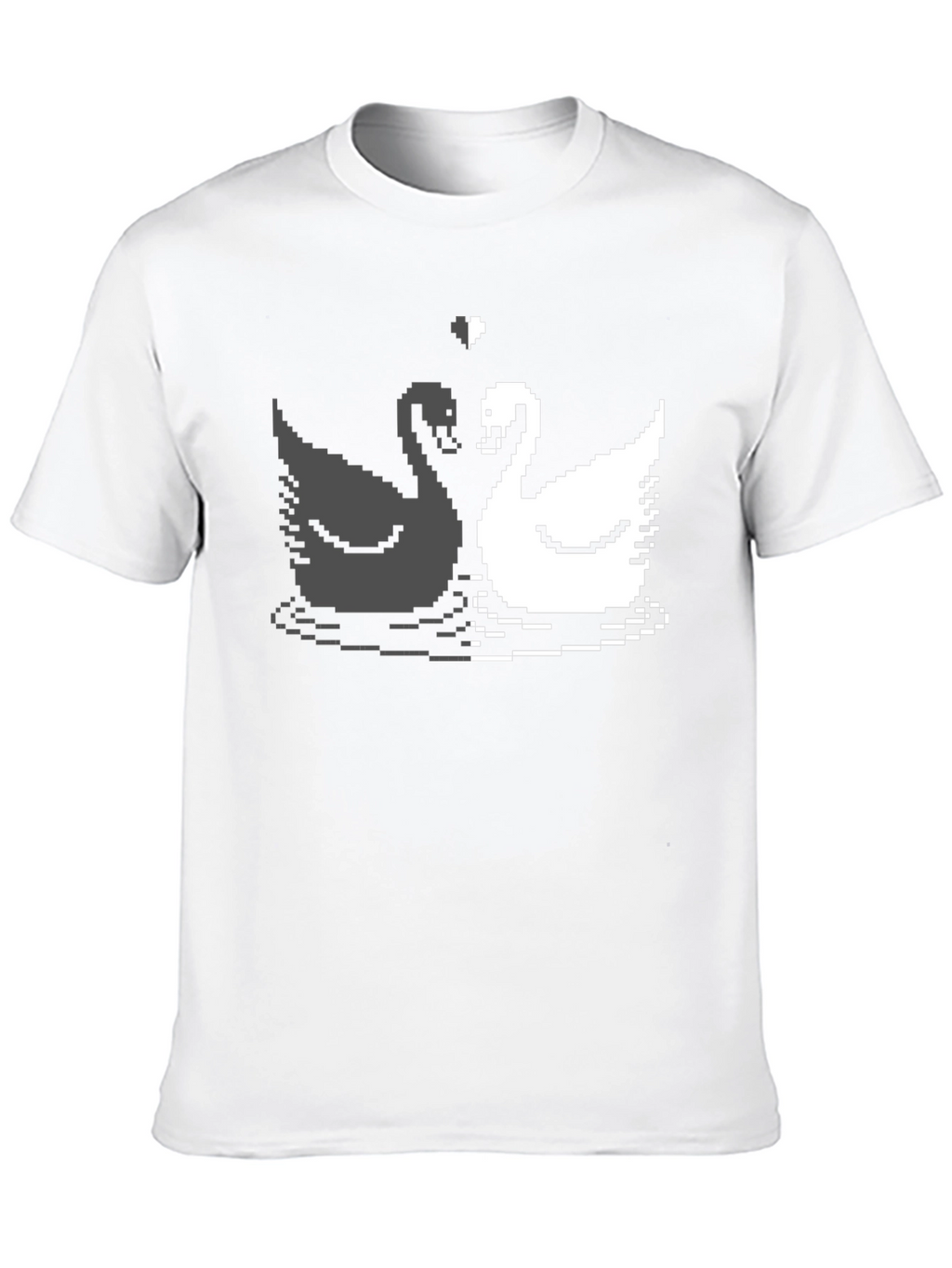 Pixel Swan Love T-Shirt - Black