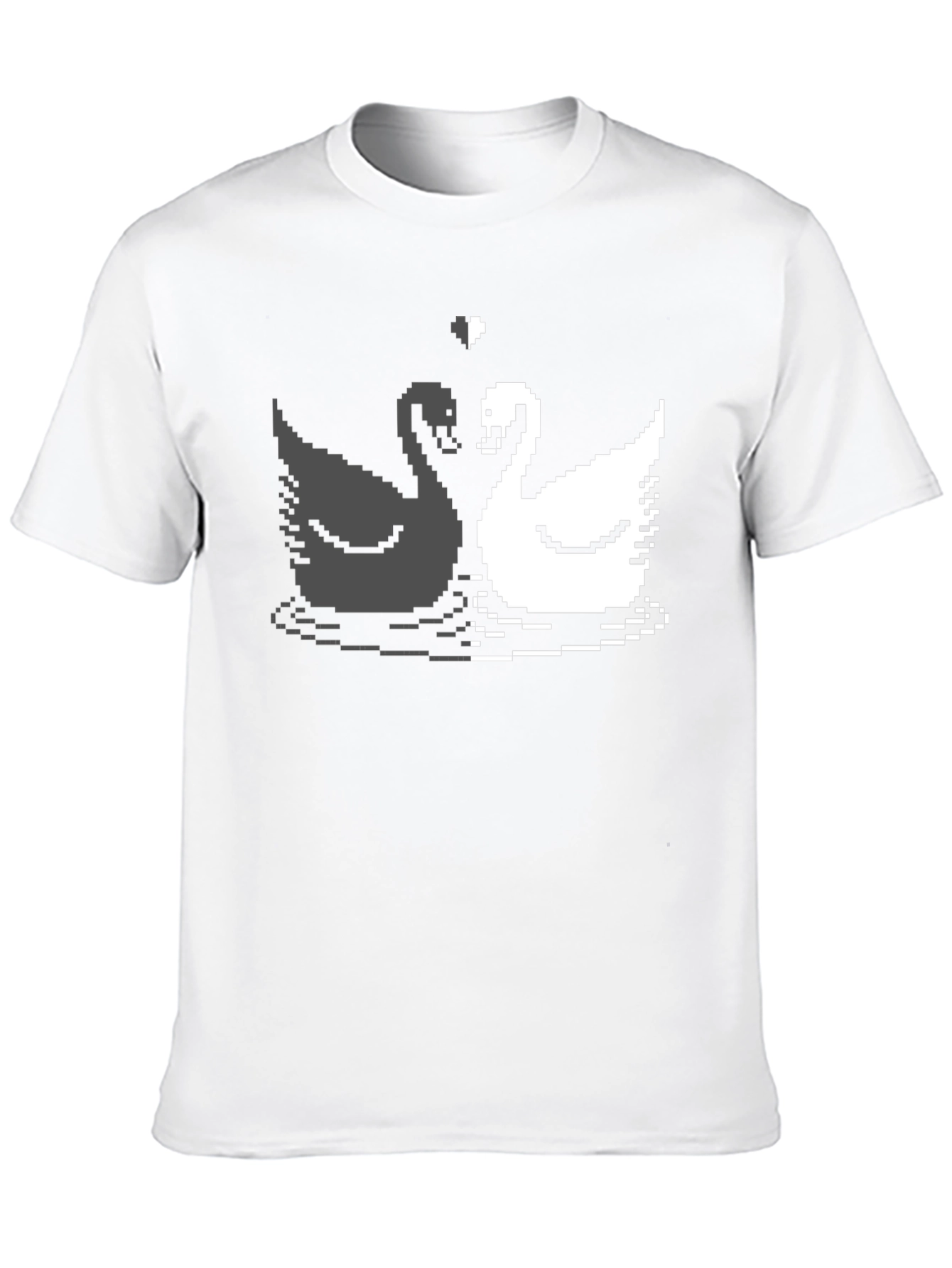 Pixel Swan Love T-Shirt - Black