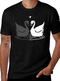 Pixel Swan Love T-Shirt - Black