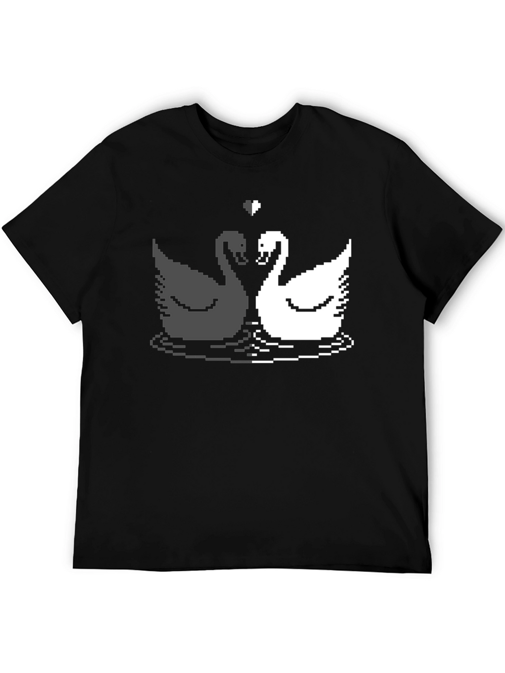 Pixel Swan Love T-Shirt - Black