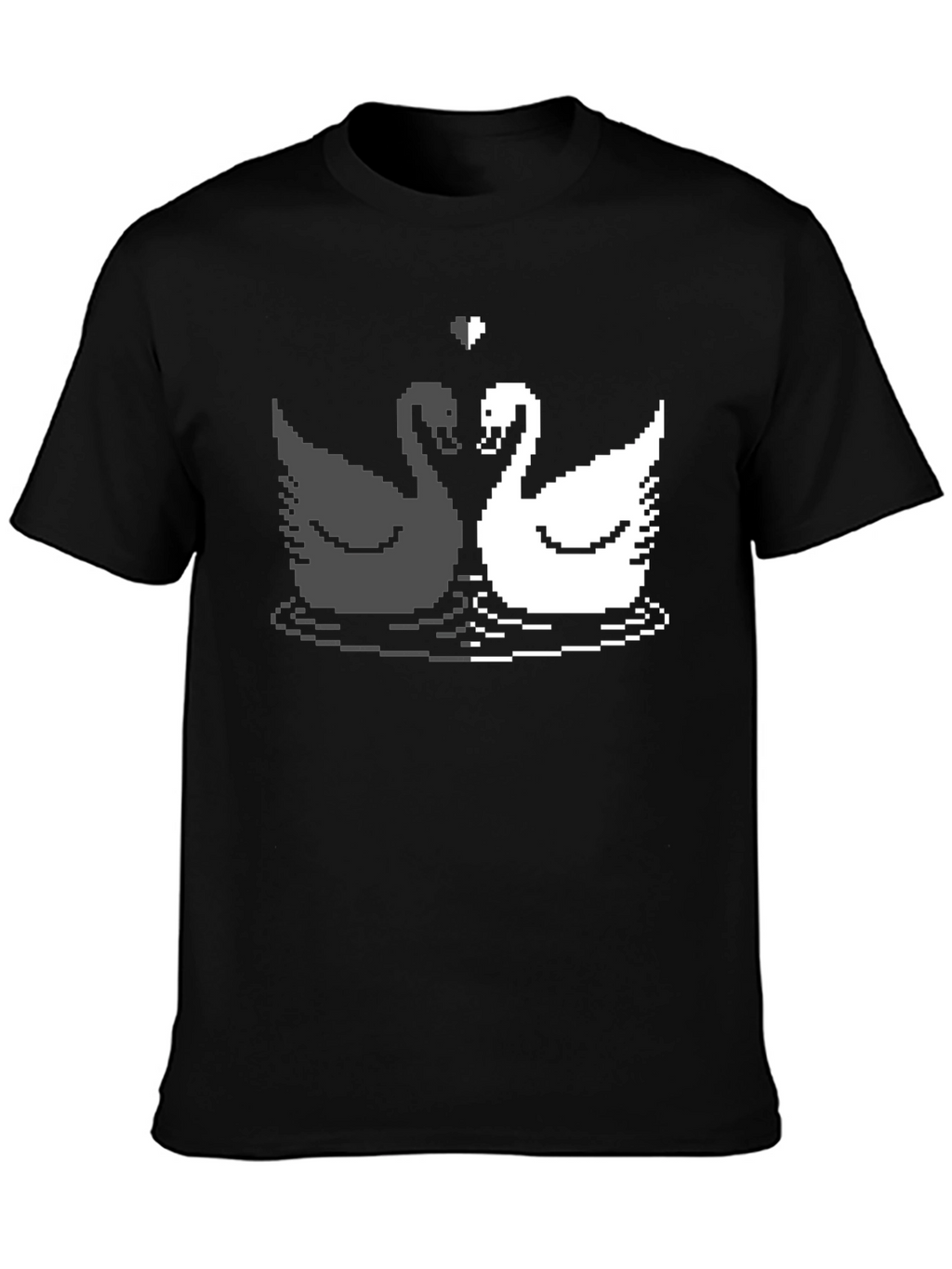 Pixel Swan Love T-Shirt - Black