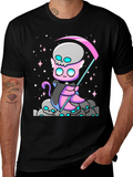Grim Reaper Cat Graphic T-Shirt