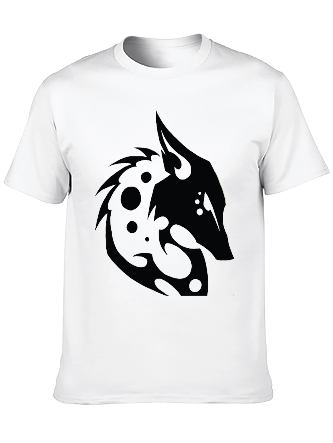 Black T-Shirt with Tribal Wolf Design