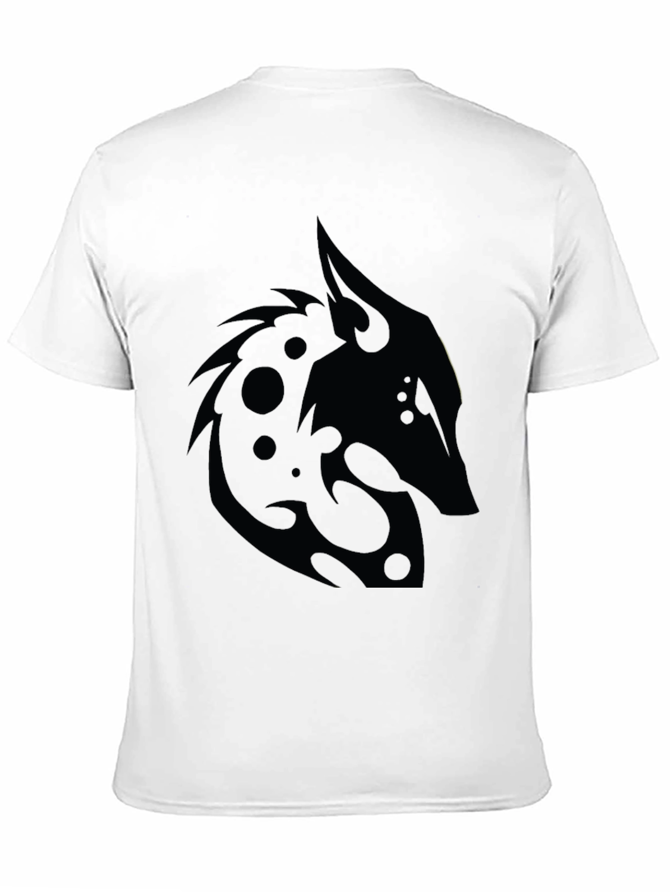 Black T-Shirt with Tribal Wolf Design