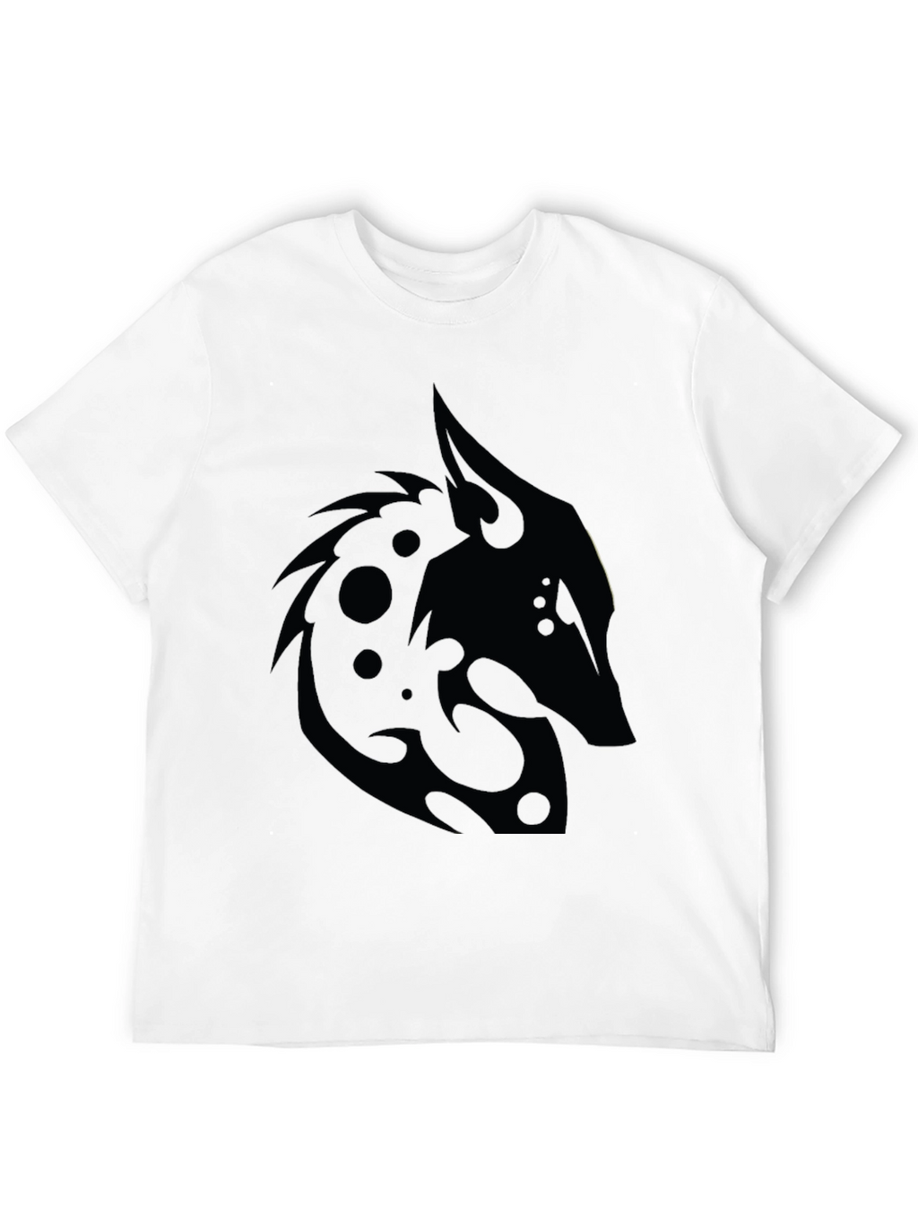 Black T-Shirt with Tribal Wolf Design