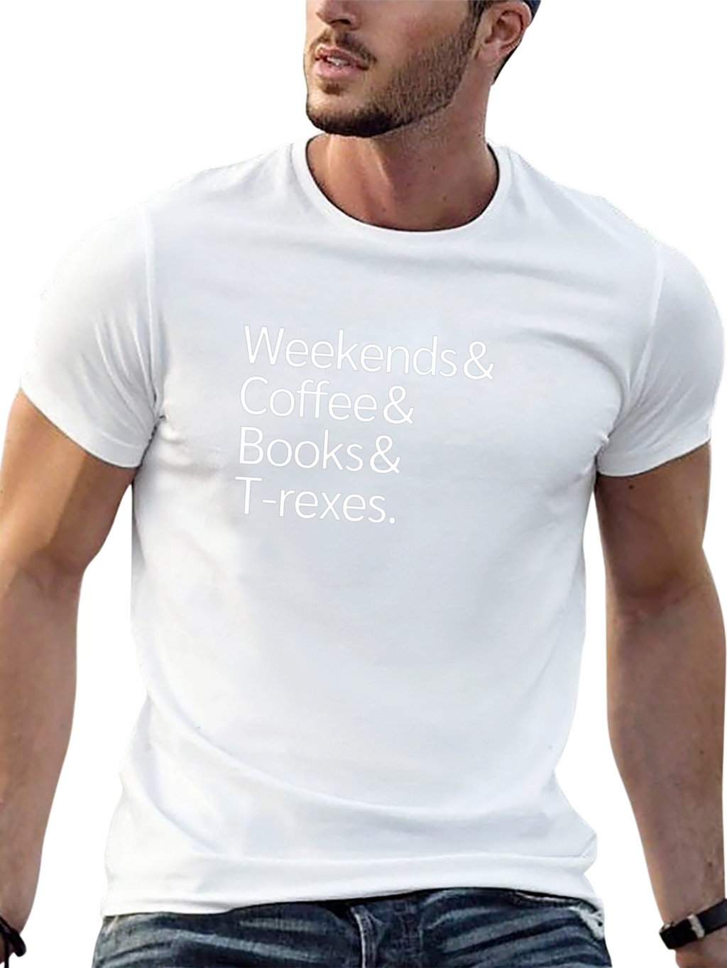 Weekends Coffee Books & T-Rex Graphic T-Shirt