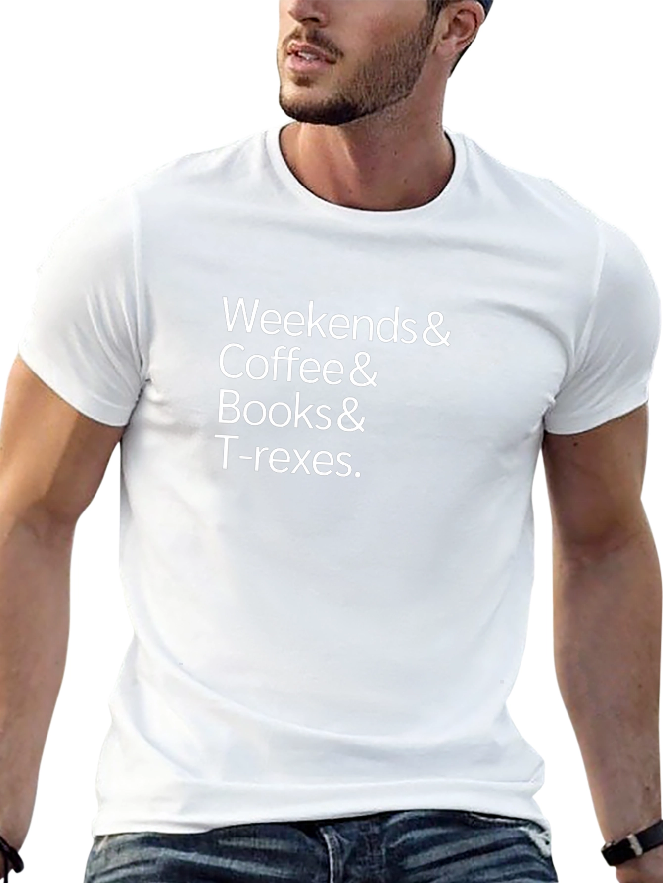 Weekends Coffee Books & T-Rex Graphic T-Shirt