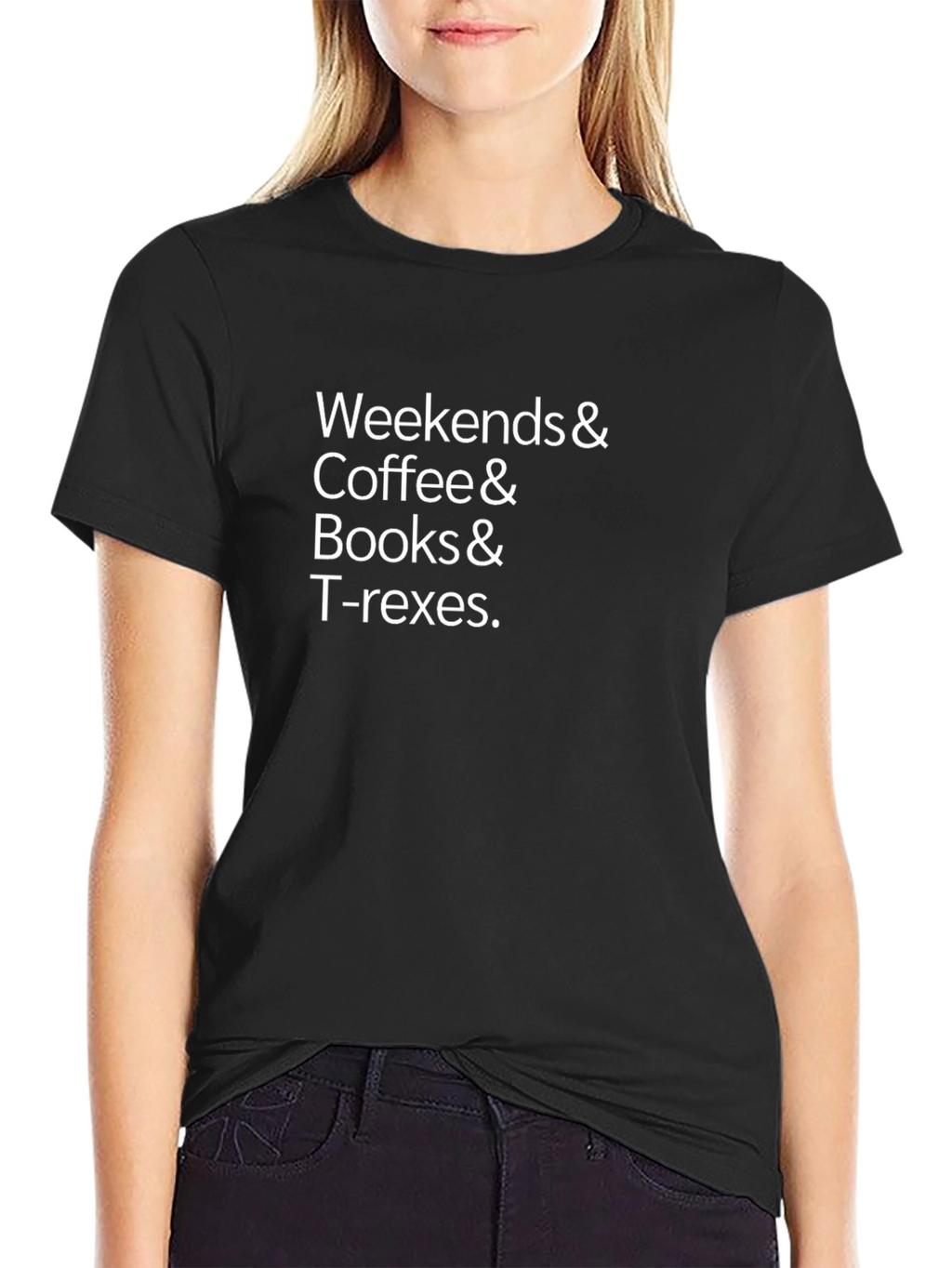 Weekends Coffee Books & T-Rex Graphic T-Shirt