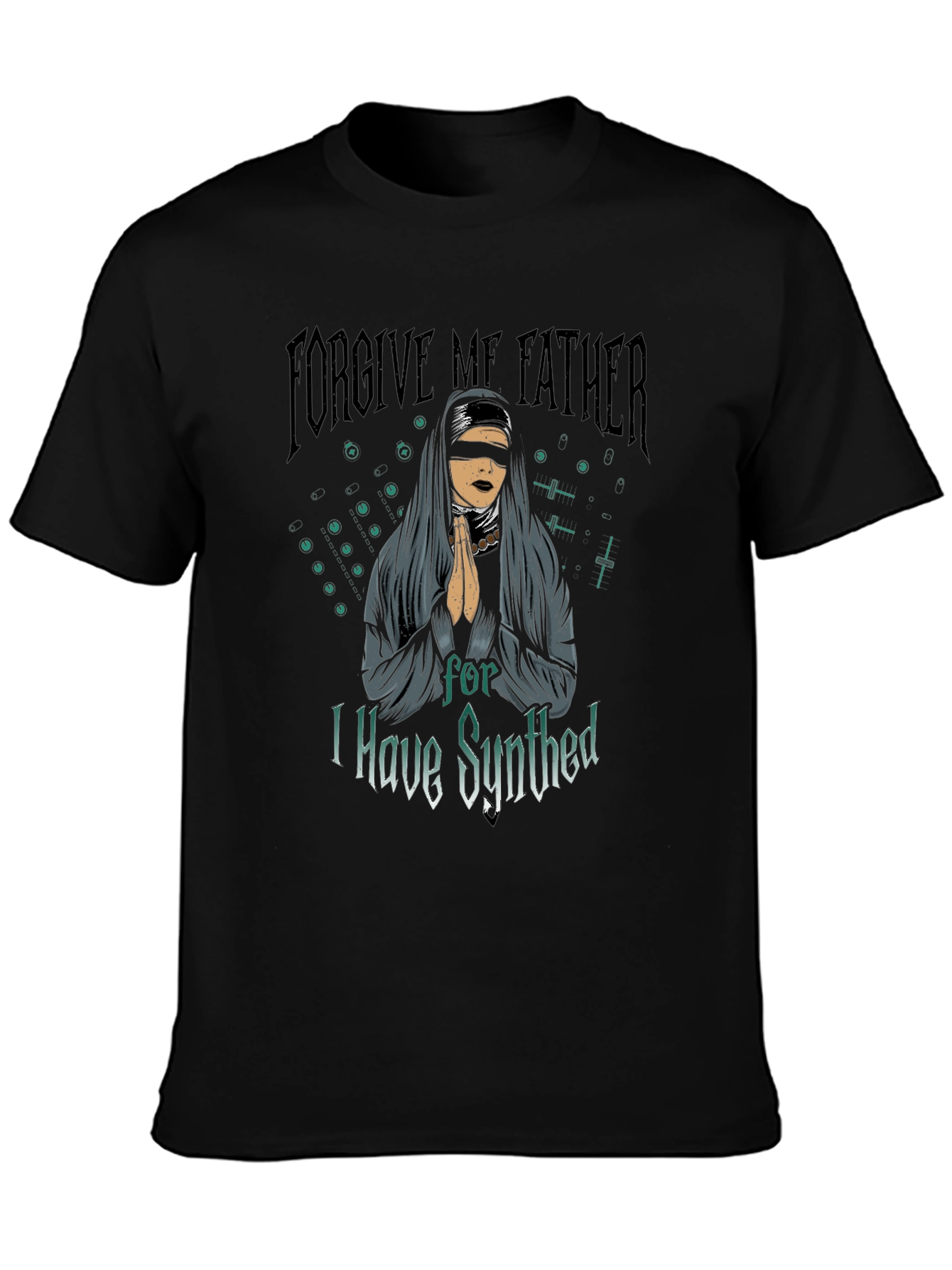 Forgive Me Father Black Graphic T-Shirt