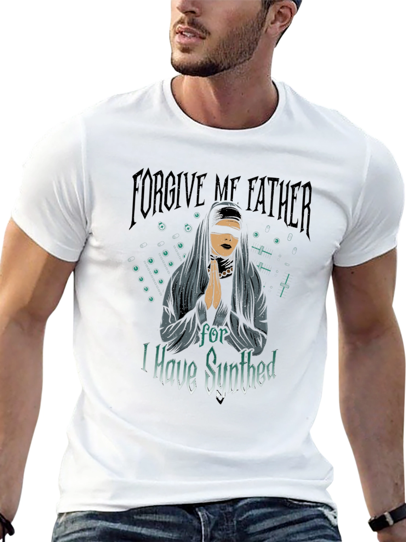 Forgive Me Father Black Graphic T-Shirt