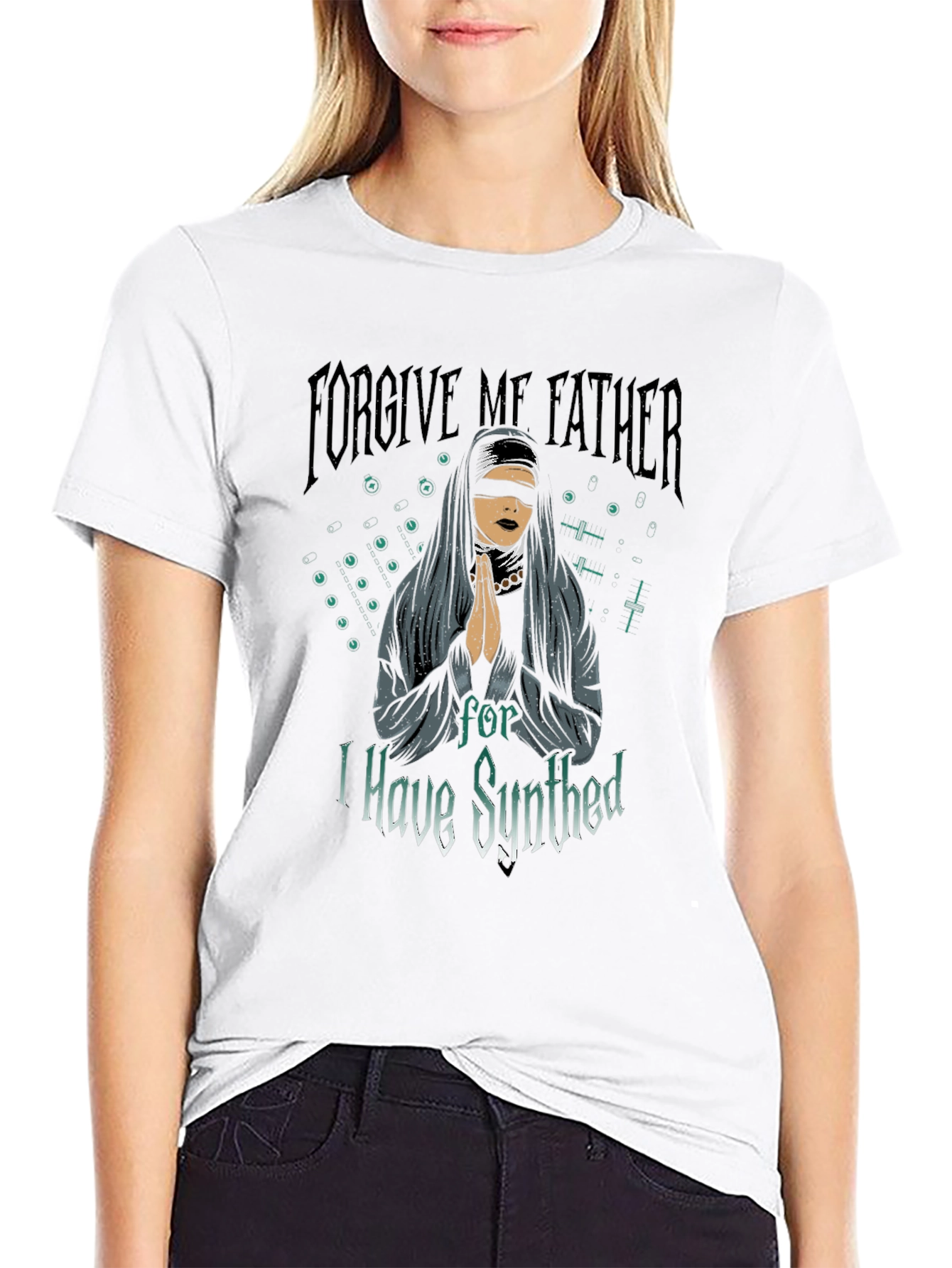 Forgive Me Father Black Graphic T-Shirt