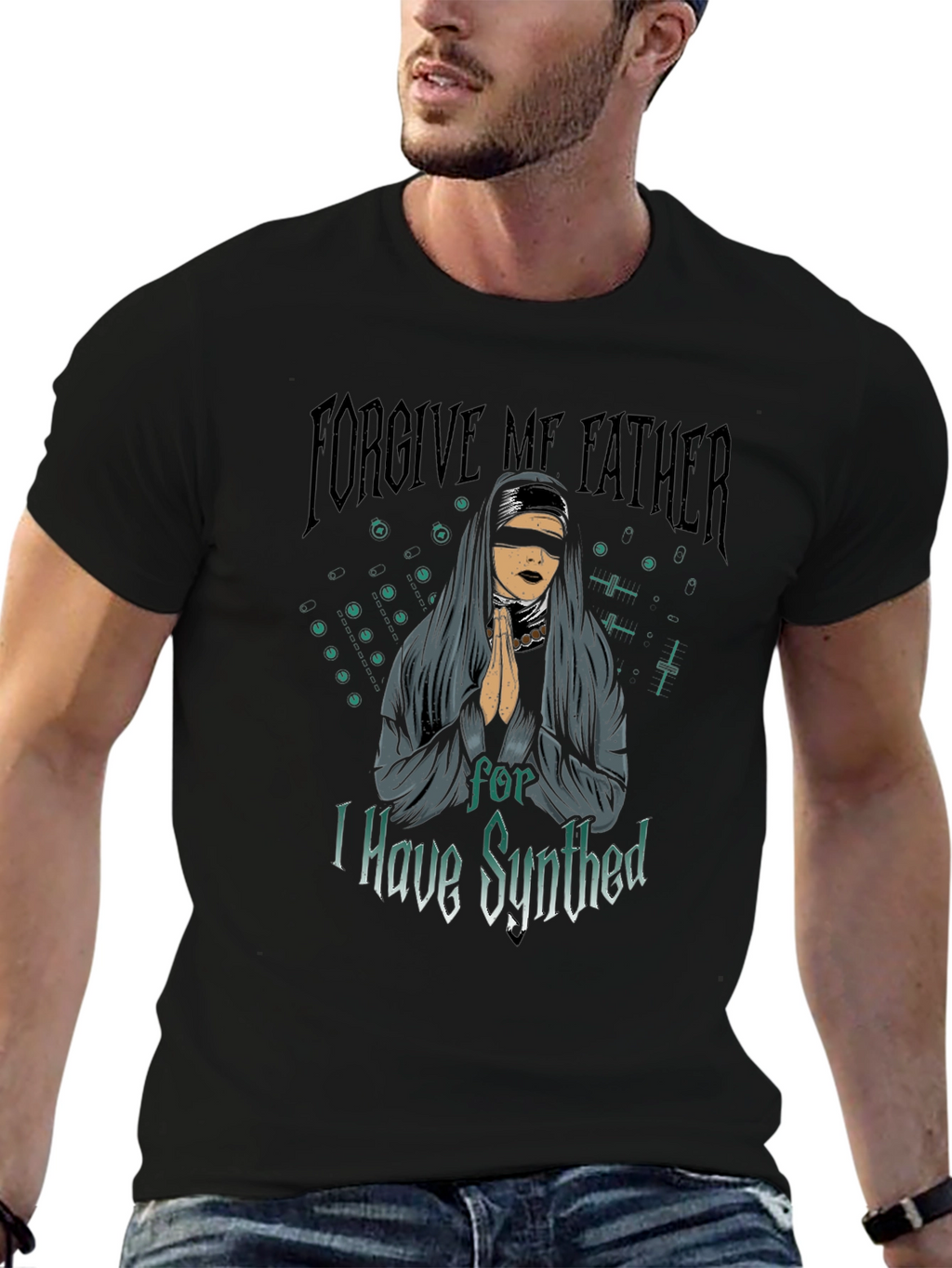 Forgive Me Father Black Graphic T-Shirt