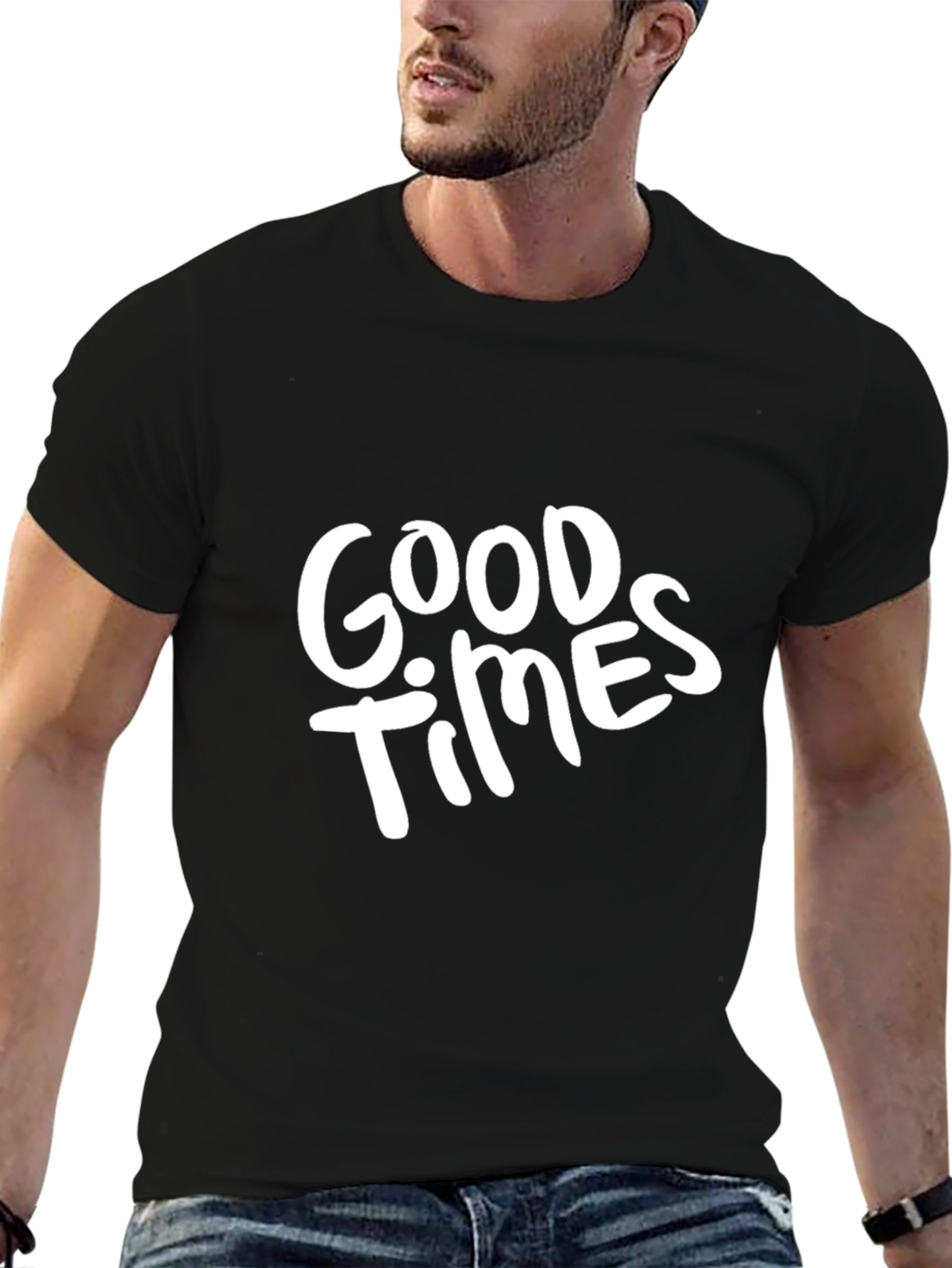 Good Times Graphic Tee - Stylish Mens Black T-Shirt