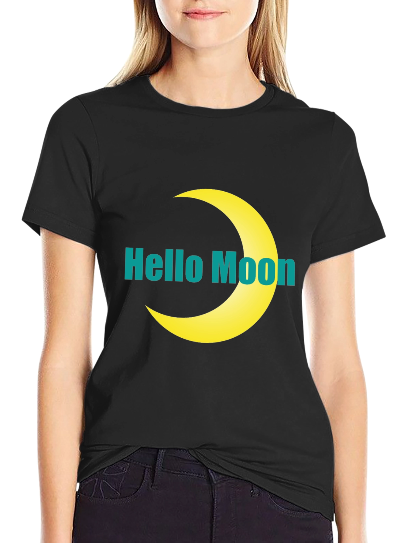 Hello Moon Graphic T-Shirt - Modern Style