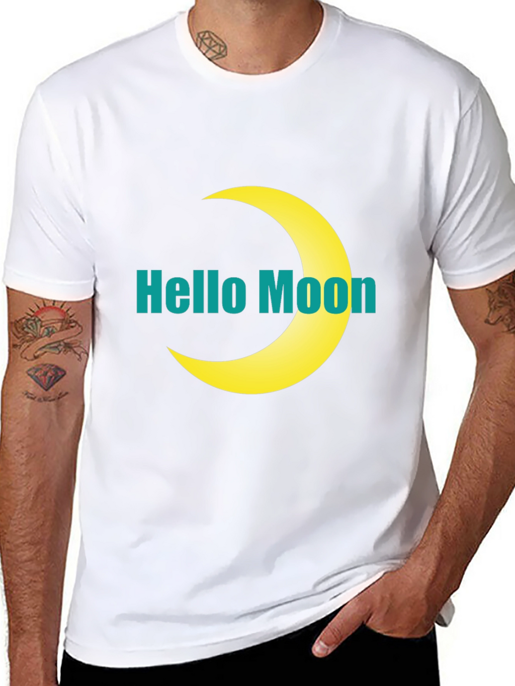 Hello Moon Graphic T-Shirt - Modern Style