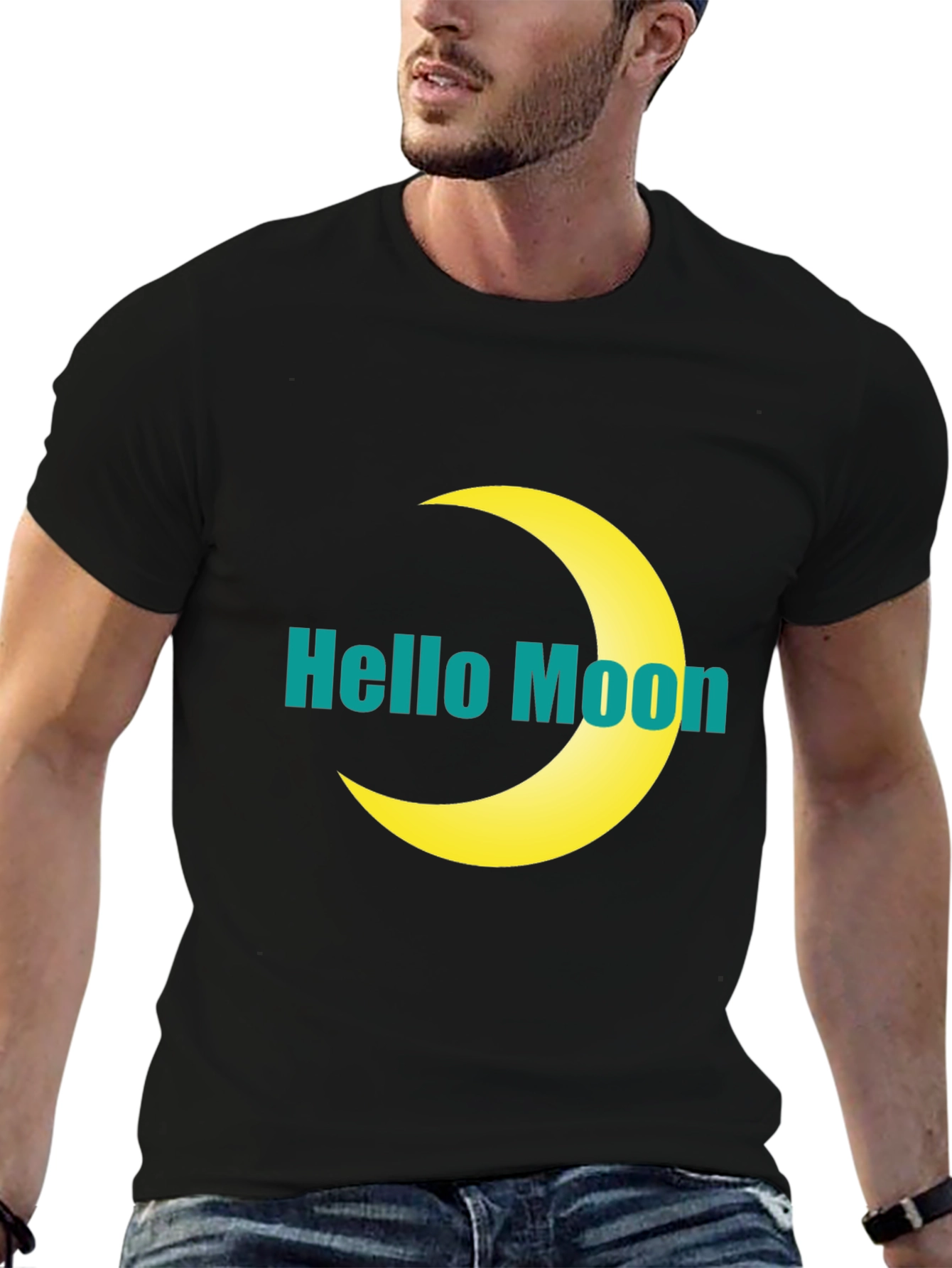 Hello Moon Graphic T-Shirt - Modern Style