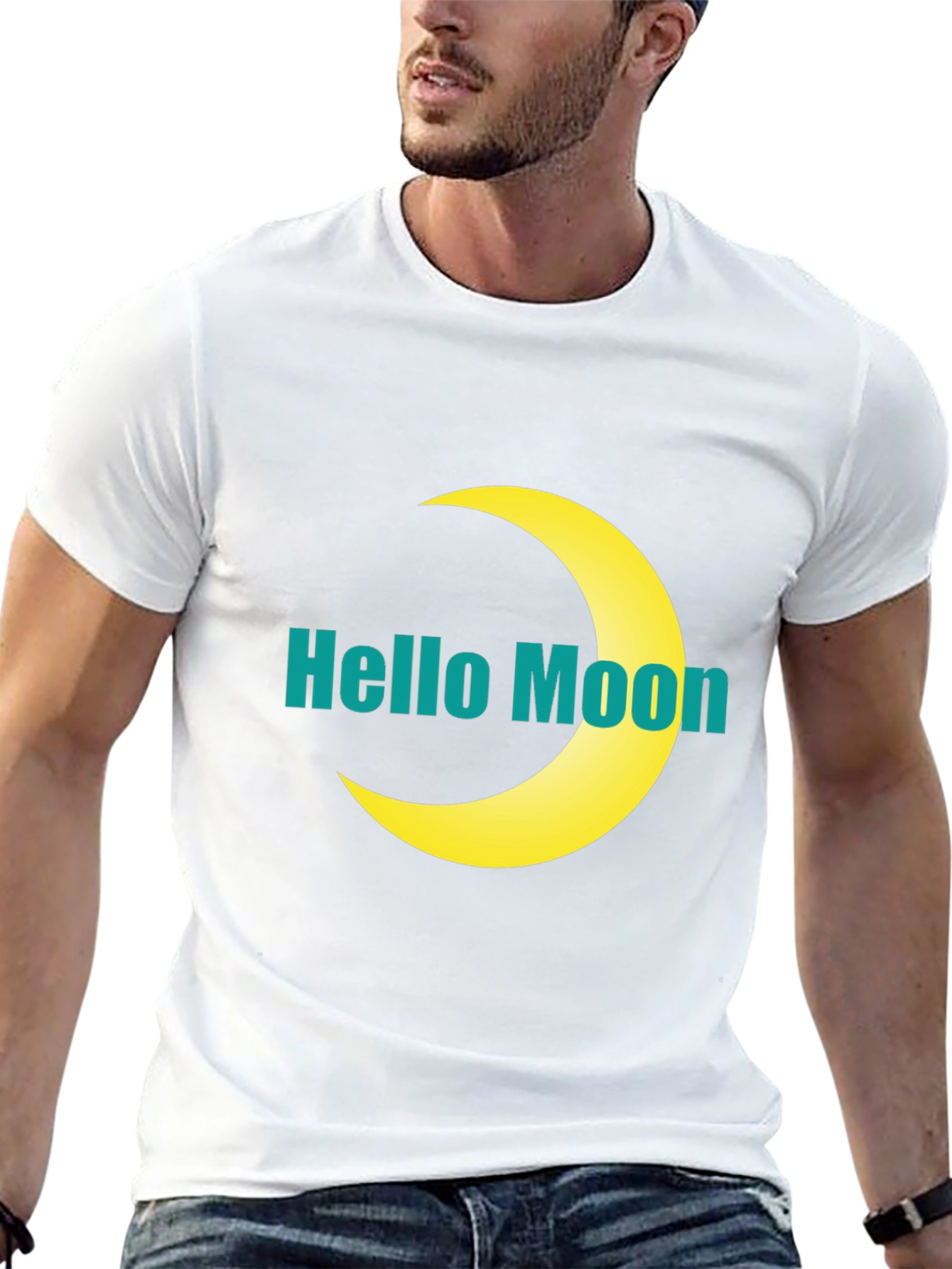 Hello Moon Graphic T-Shirt - Modern Style