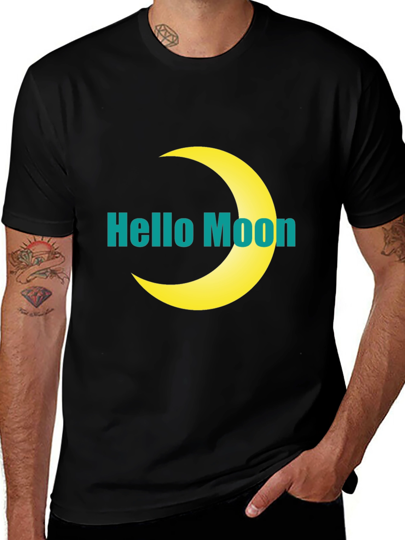 Hello Moon Graphic T-Shirt - Modern Style