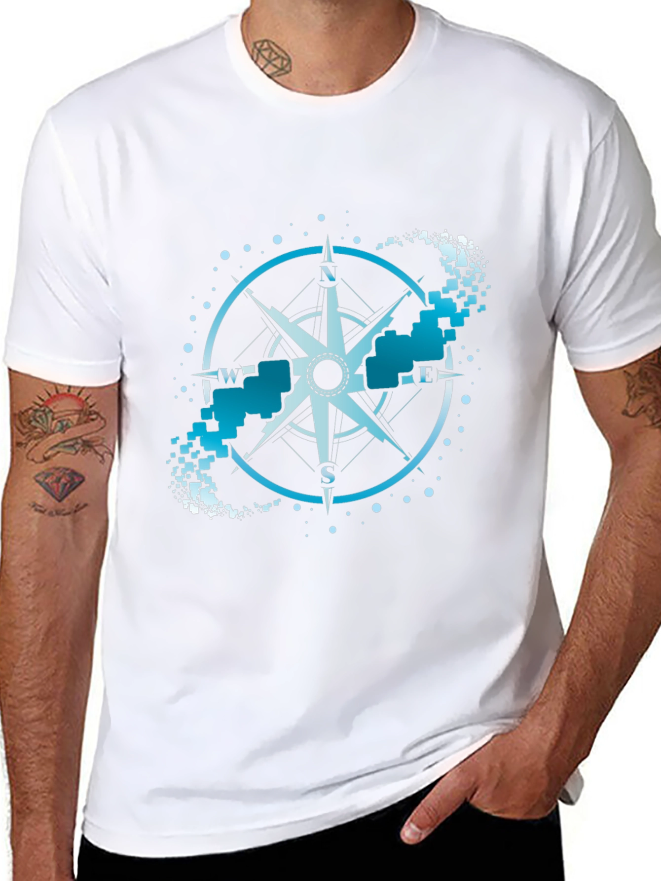 Compass Graphic Tee - Black Crew Neck