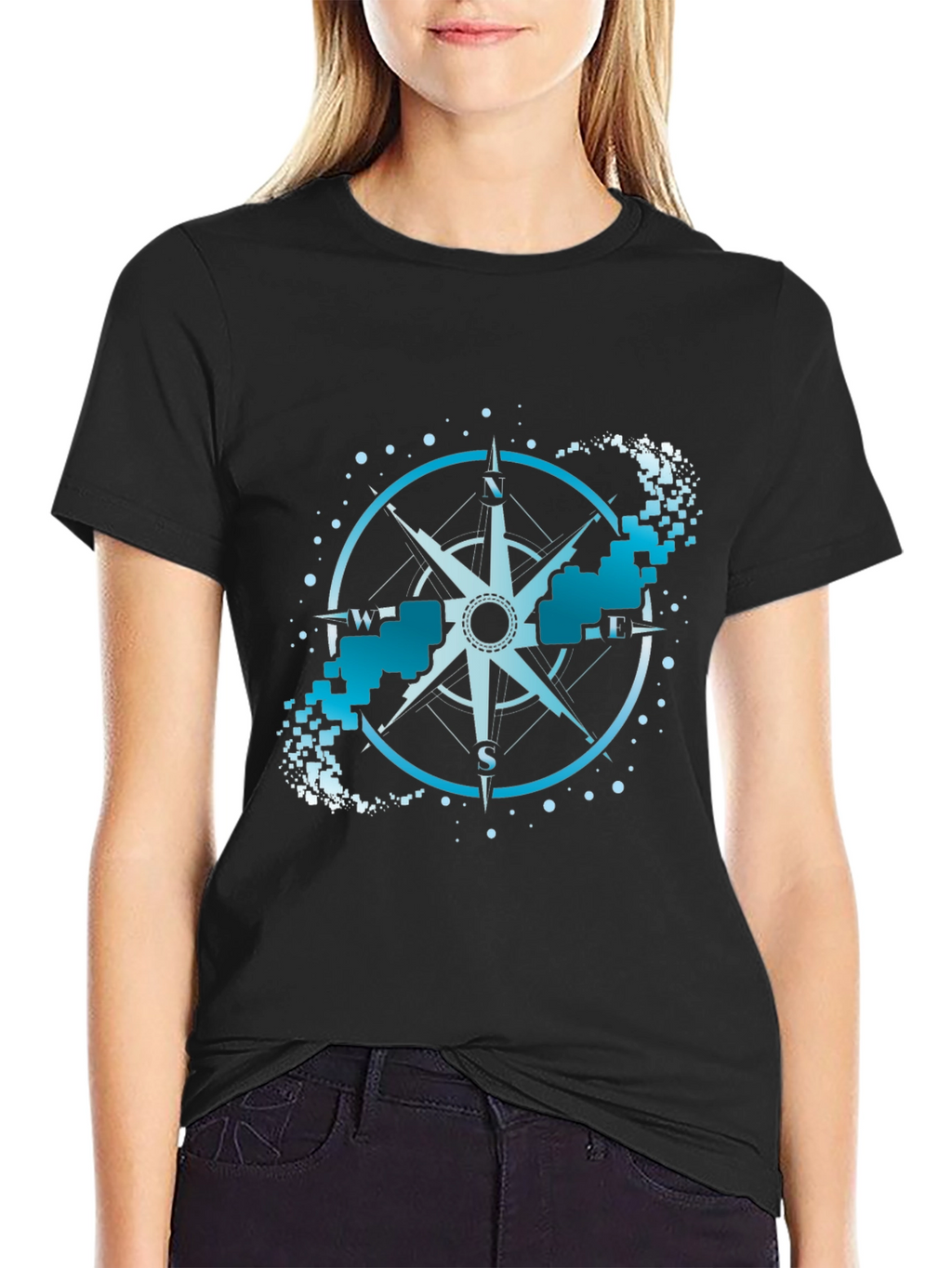 Compass Graphic Tee - Black Crew Neck