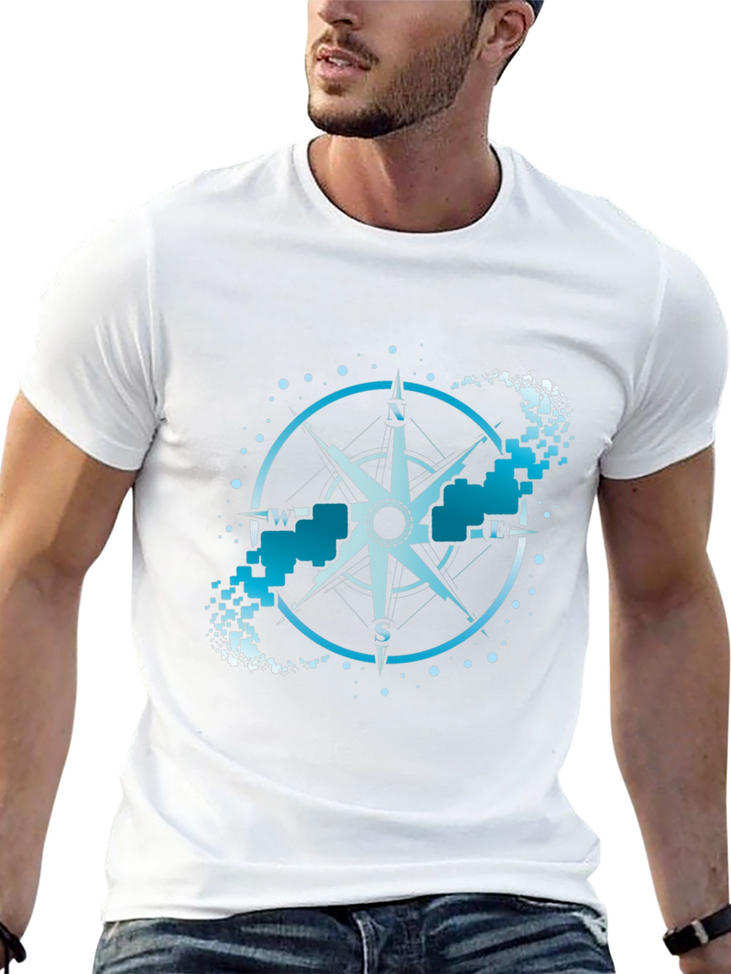 Compass Graphic Tee - Black Crew Neck