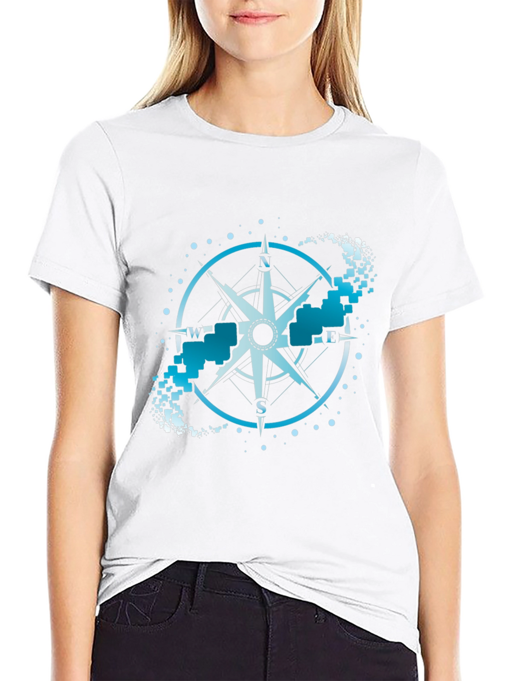 Compass Graphic Tee - Black Crew Neck