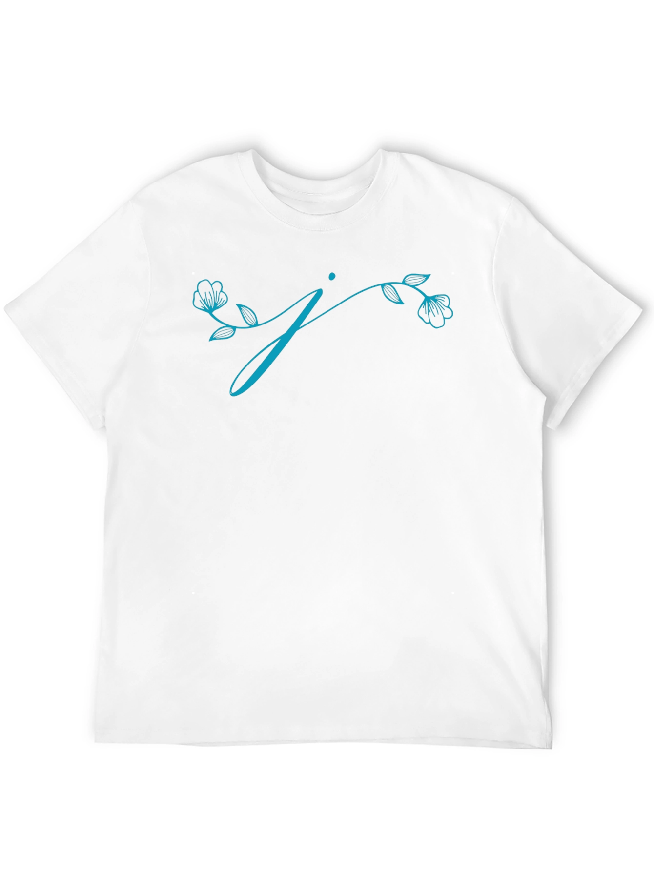 Floral Letter J Black T-Shirt