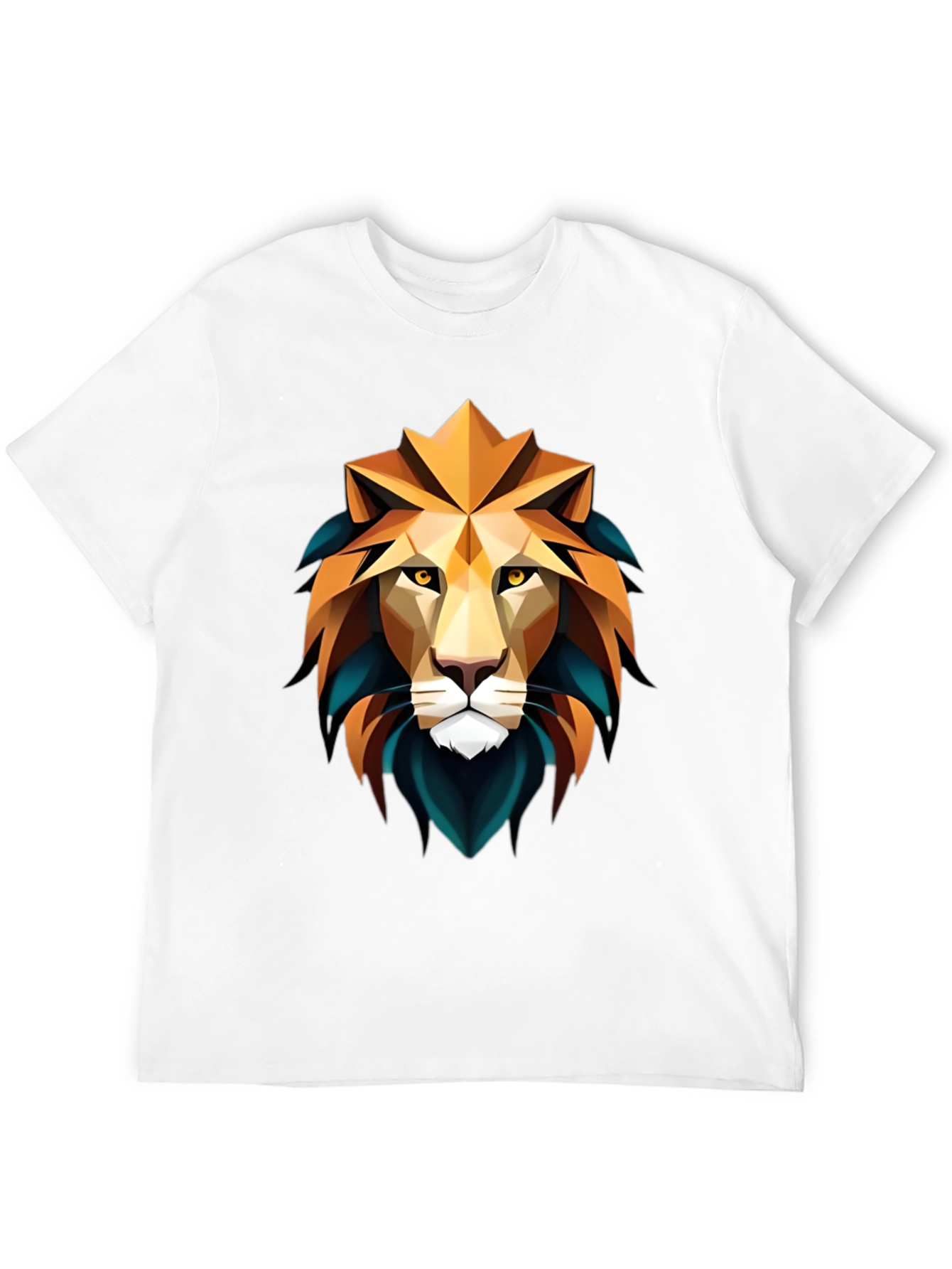 Geometric Lion Graphic Black T-Shirt