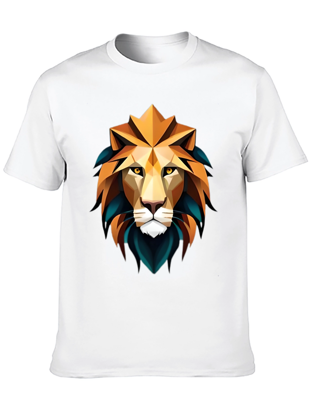 Geometric Lion Graphic Black T-Shirt